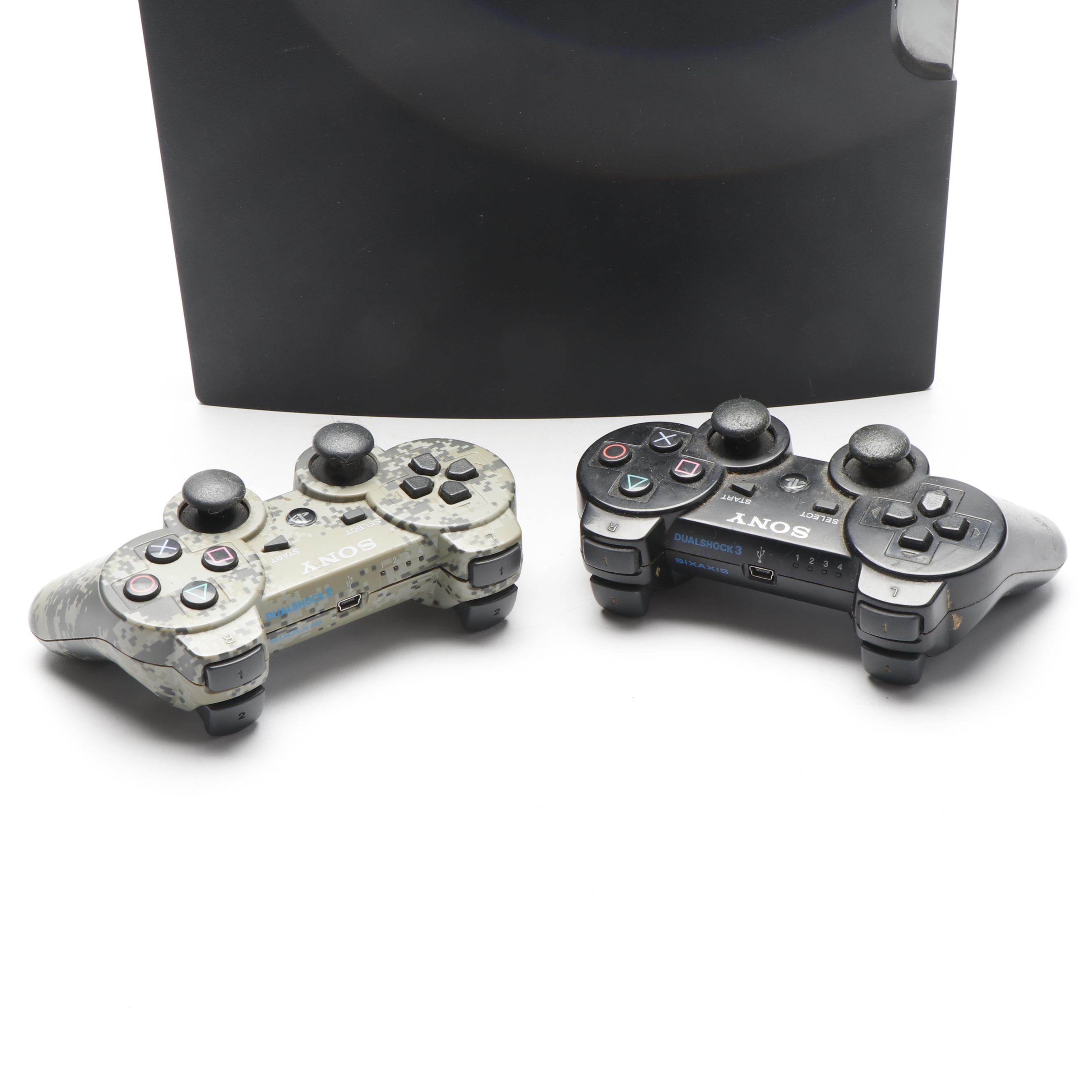 Sony Playstation 3 Slim with Wireless Controllers and Video Games