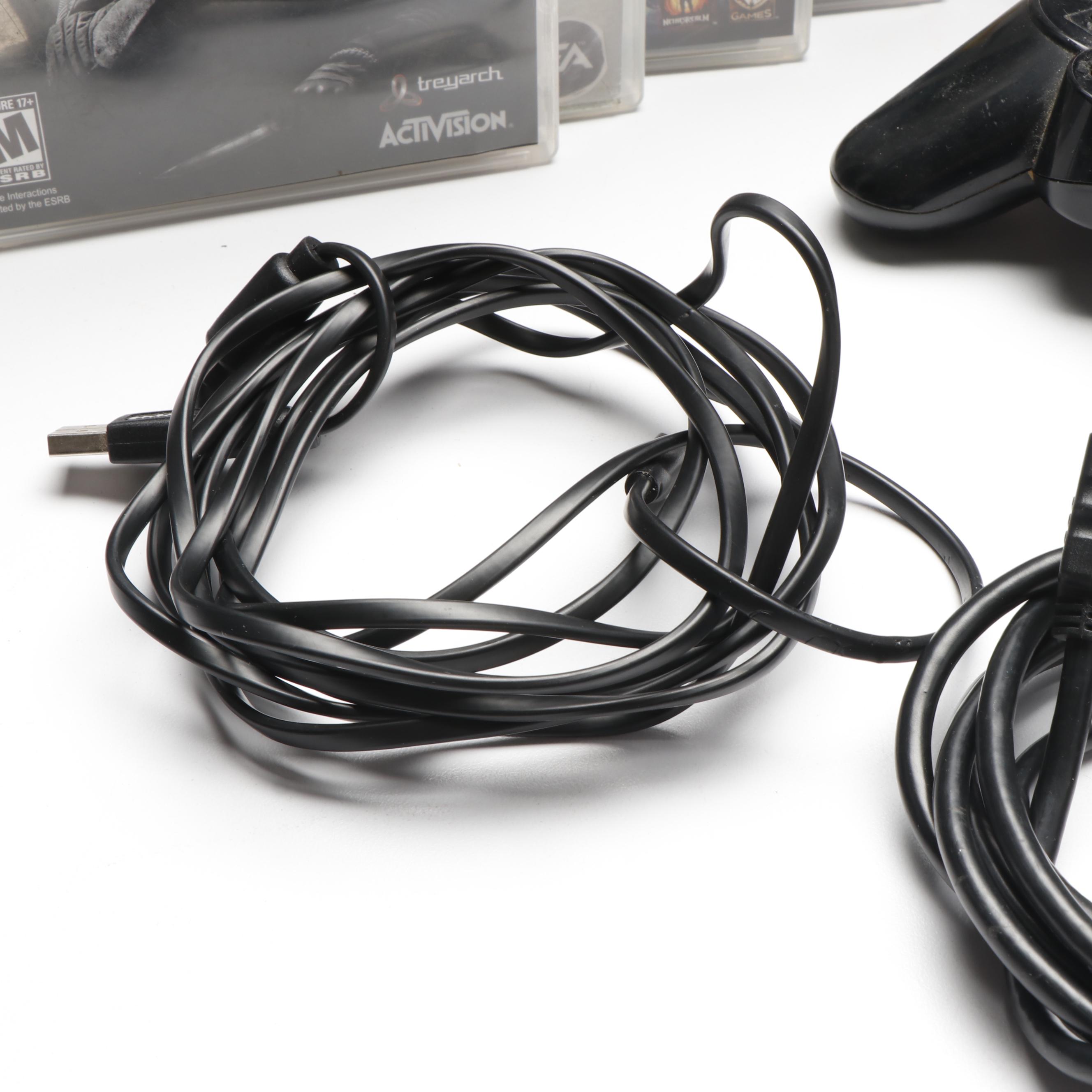 Sony Playstation 3 Slim with Wireless Controllers and Video Games