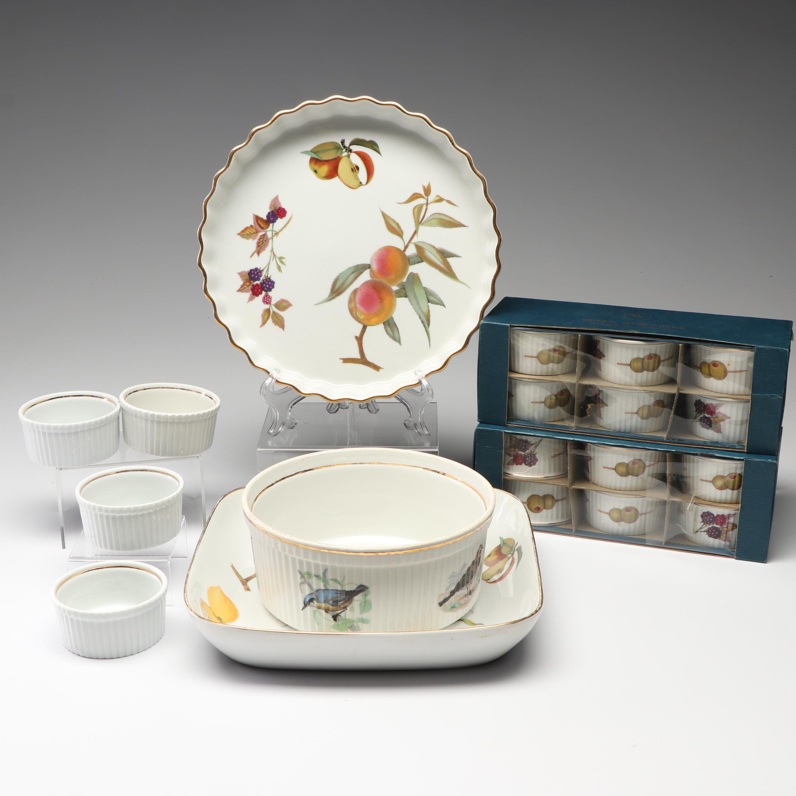 Lourioux "Le Faun" and Royal Worcester "Evesham" Ramekins and Bakeware