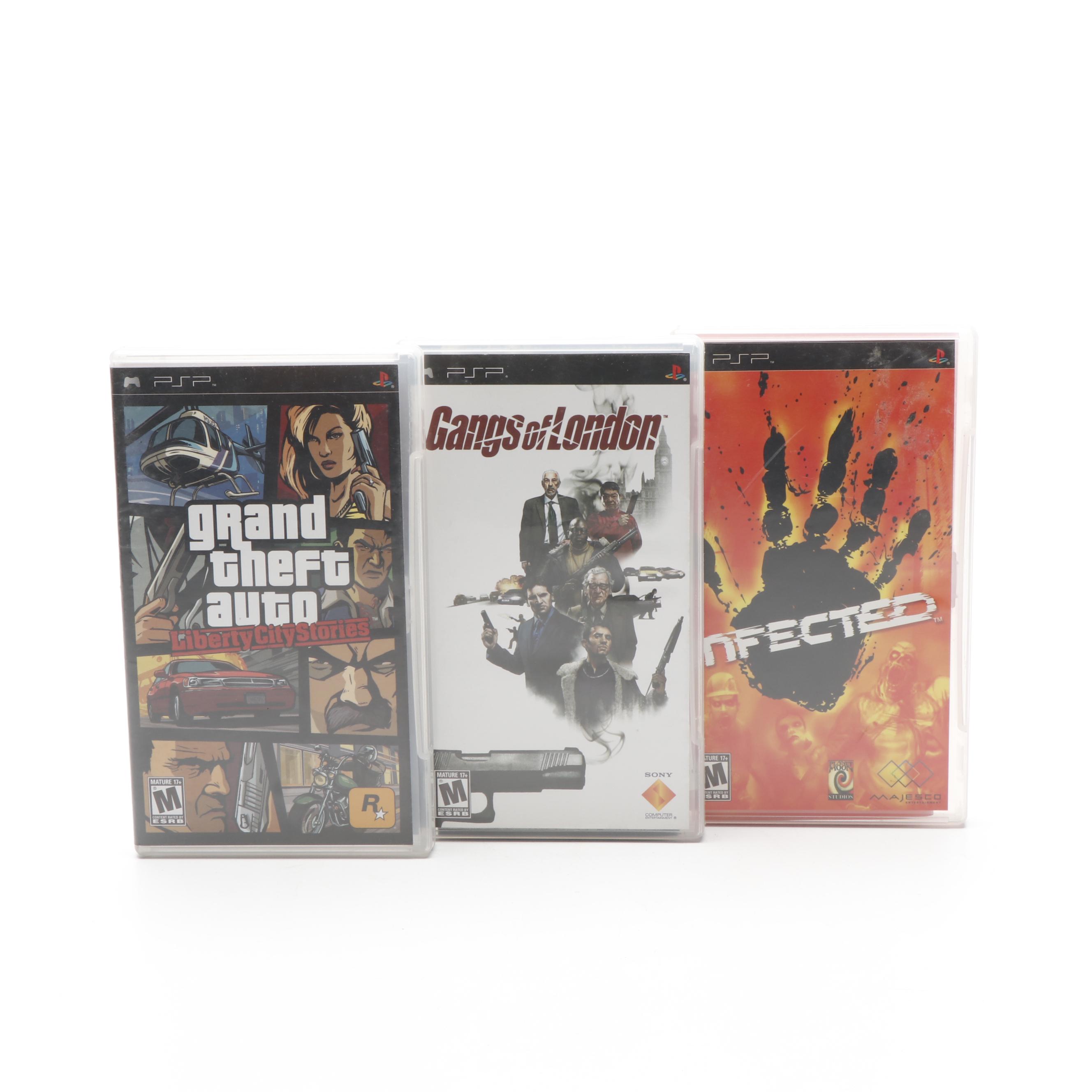 Sony Black Playstation Portable and Collection of PSP Video Games