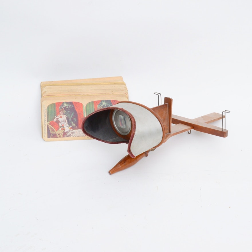 Early Stereoscope with Over 40 Viewing Cards