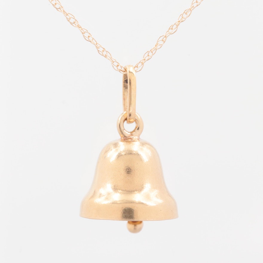 14K Yellow Gold Ringing Bell Necklace