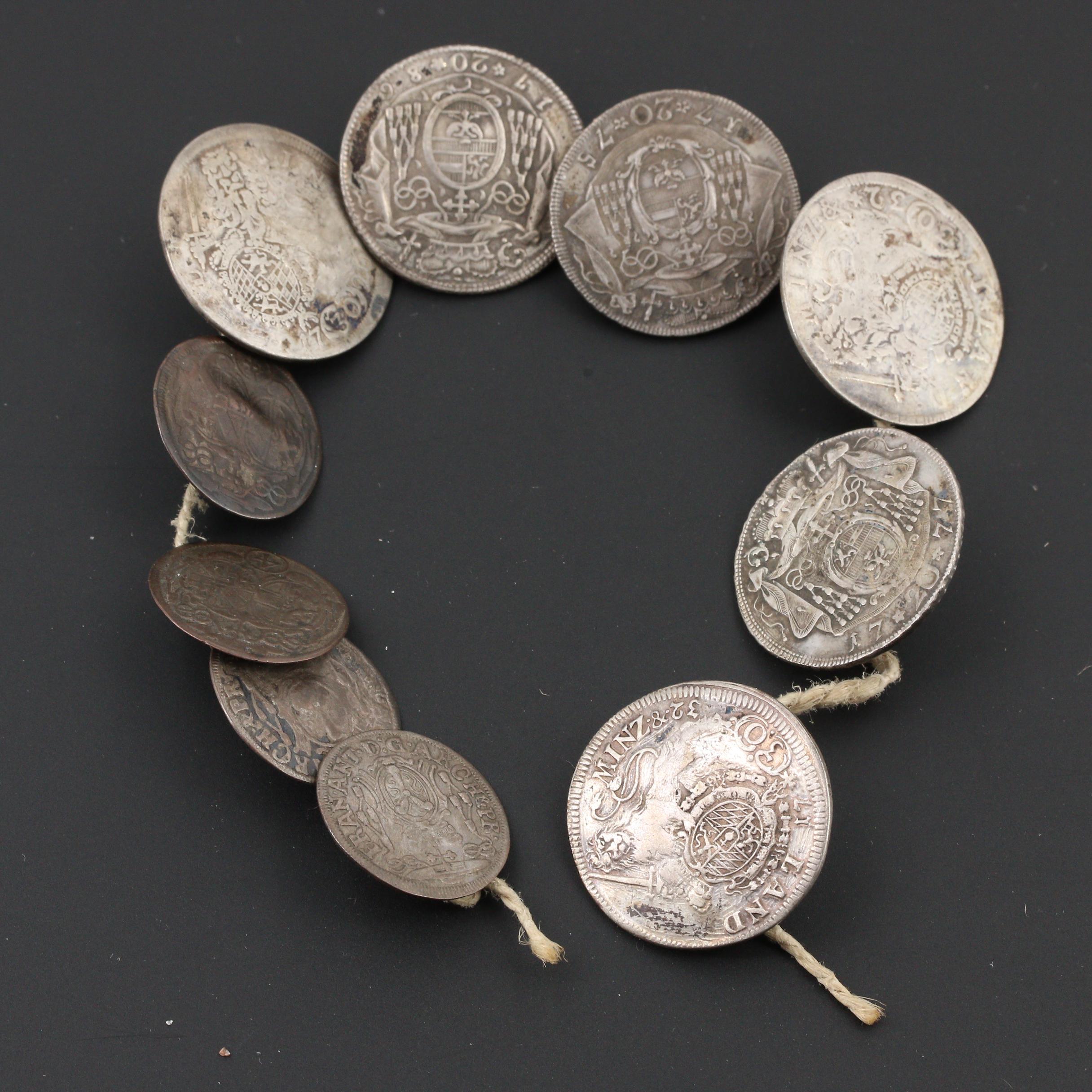 Group of 10 Austrian & German States Silver Coin Buttons