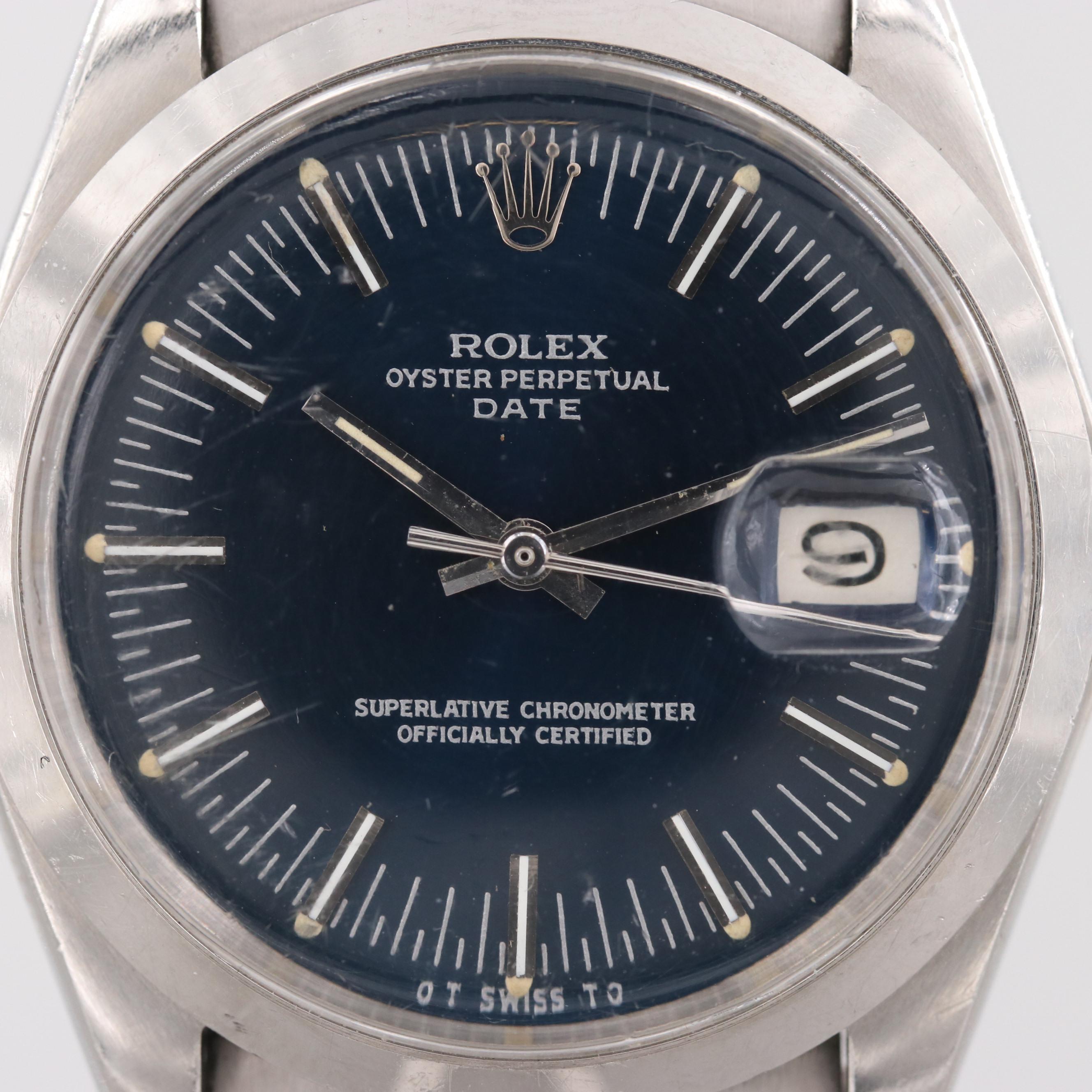 Vintage Rolex Oyster Perpetual Date Stainless Steel Automatic Watch, 1972