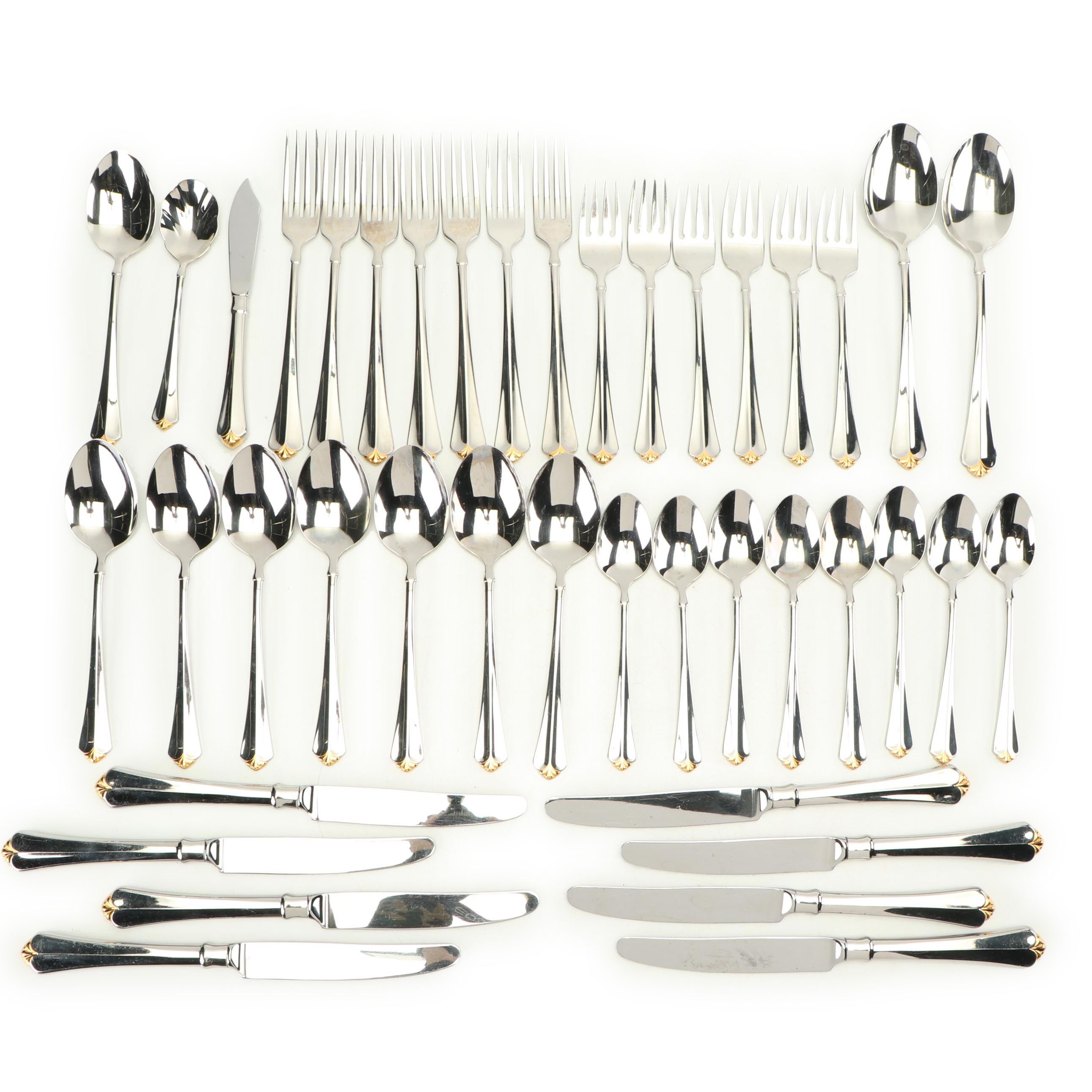 Oneida "Golden Juilliard" Stainless and 24 Gold Accent Flatware