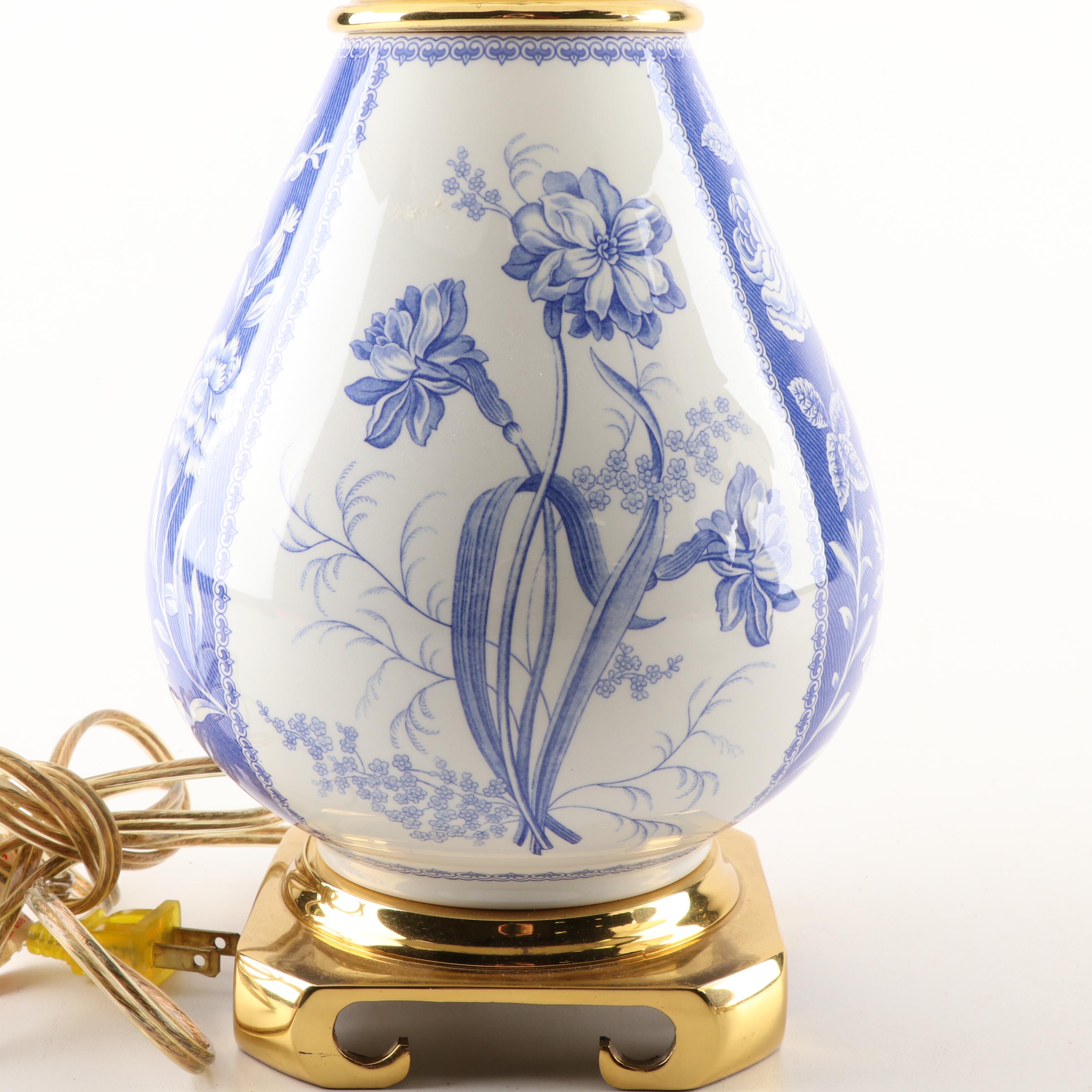 Spode Blue Room Collection Reproduction "Floral" Table Lamps