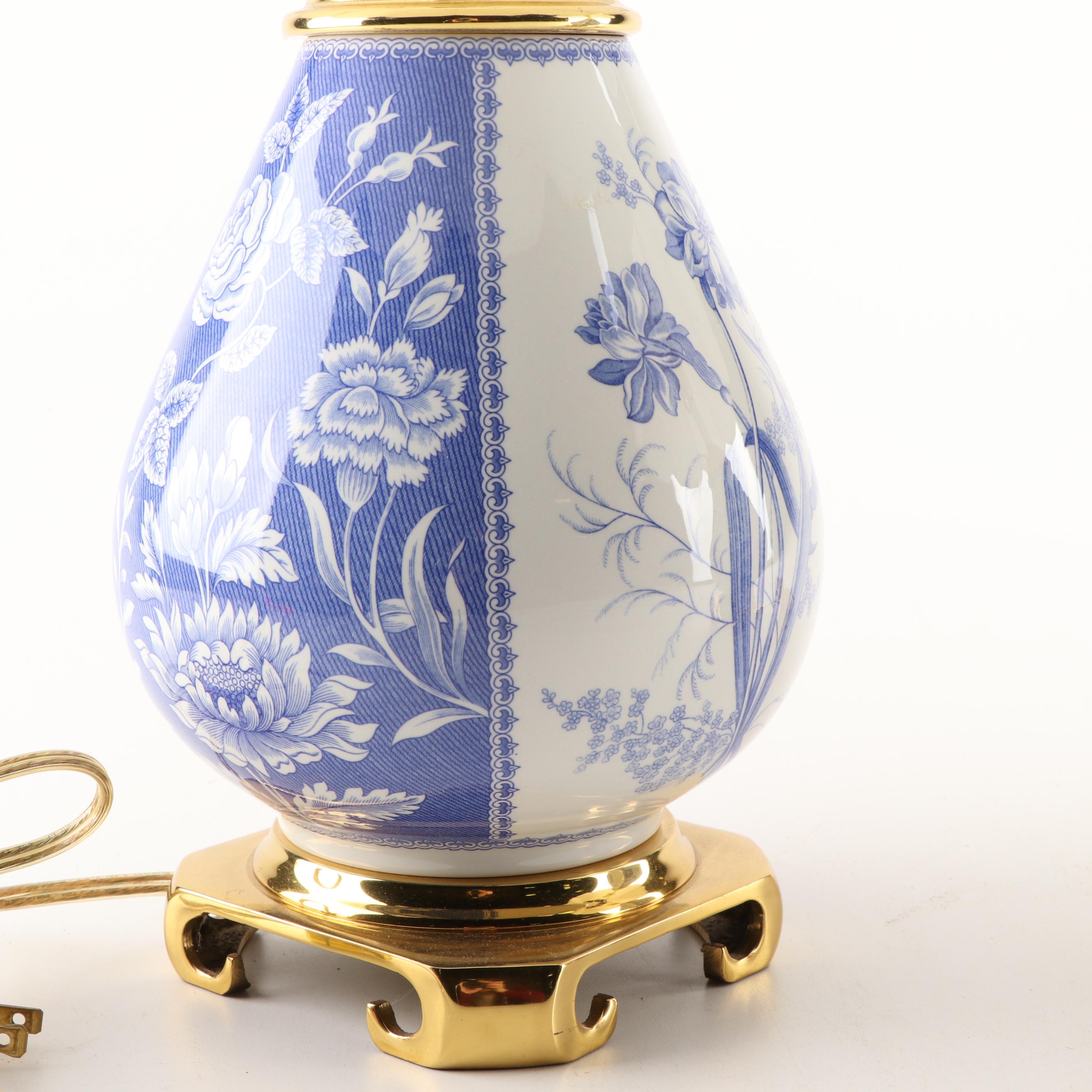 Spode Blue Room Collection Reproduction "Floral" Table Lamps