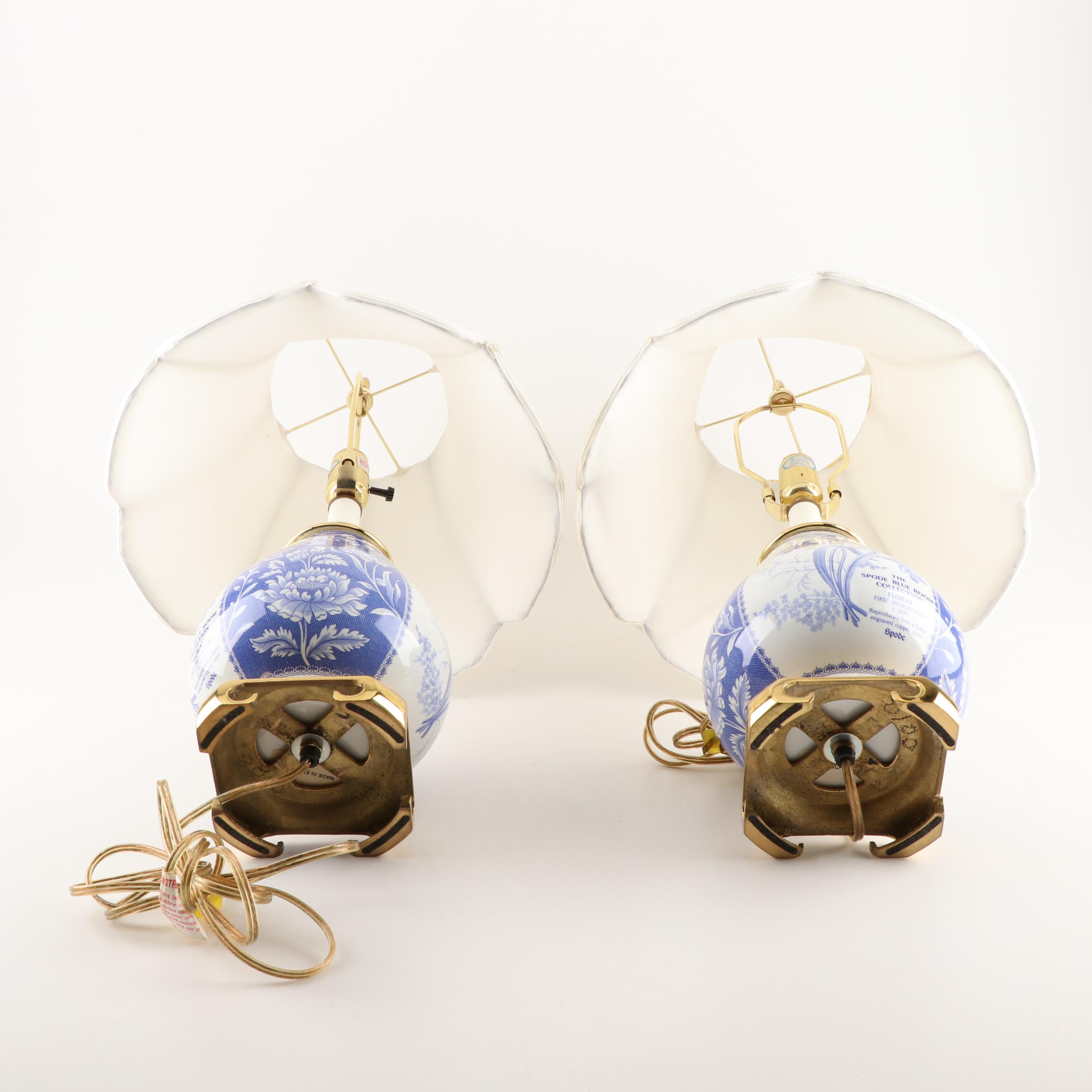 Spode Blue Room Collection Reproduction "Floral" Table Lamps