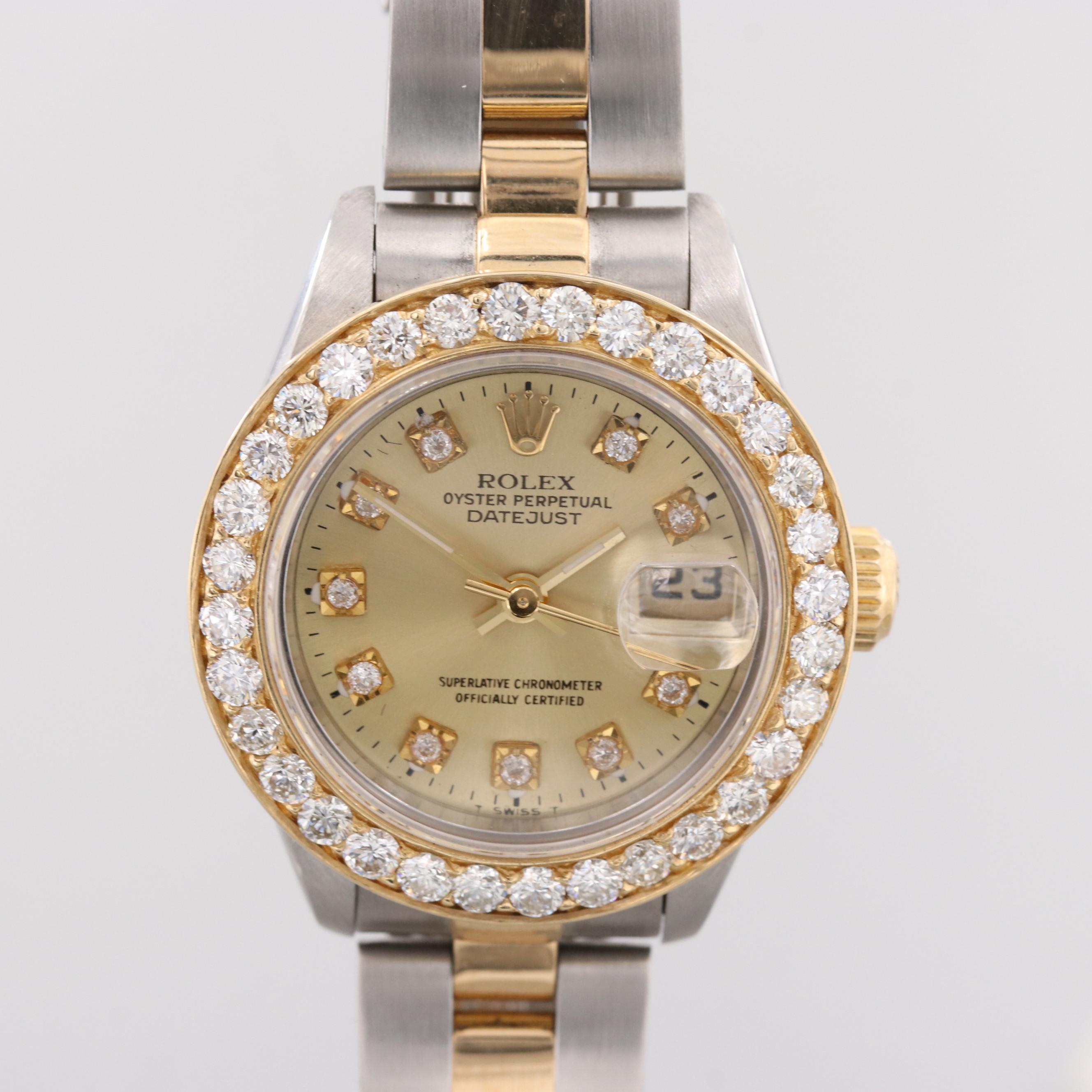 Rolex Datejust Stainless Steel and 18K Yellow Gold 1.70 CTW Diamond Watch