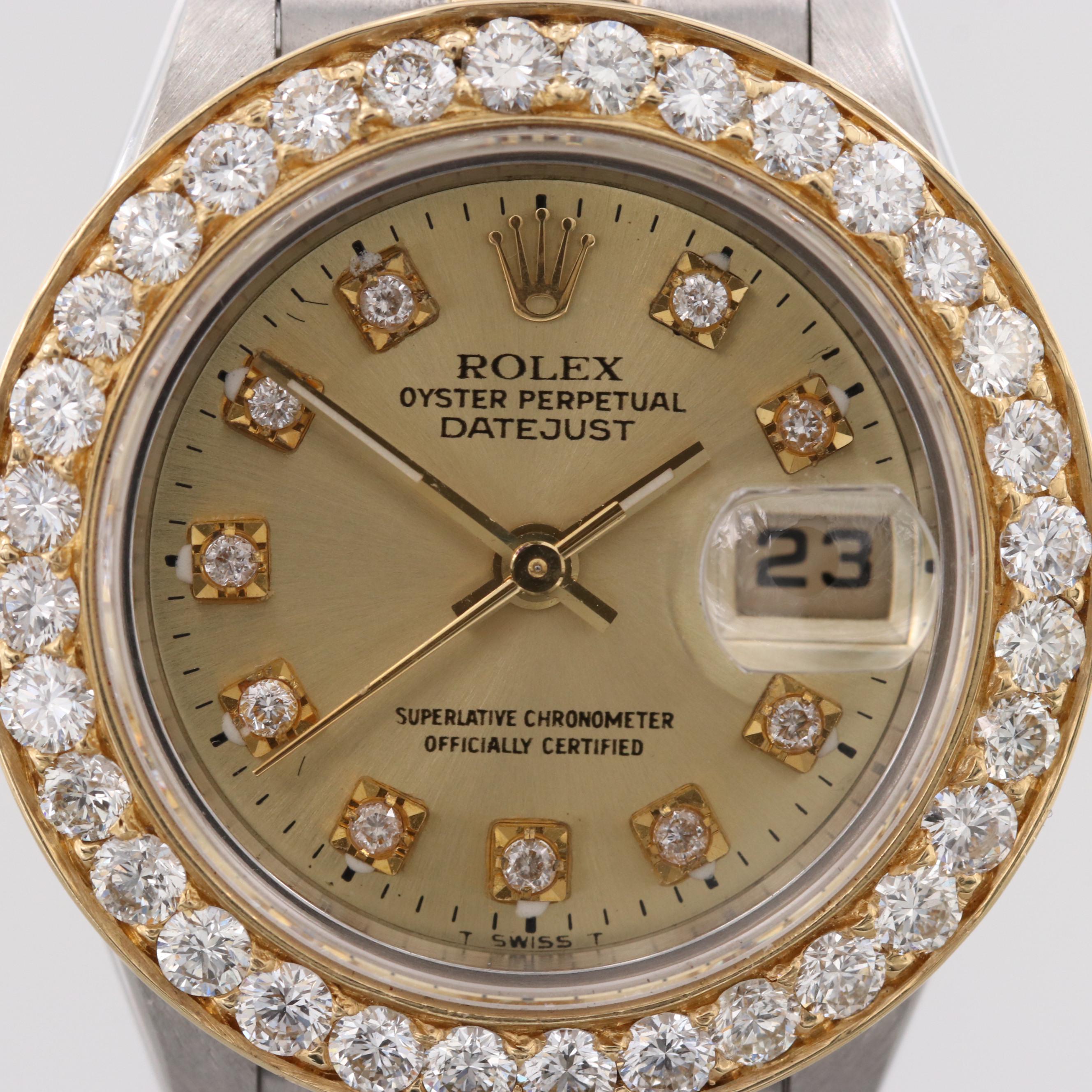 Rolex Datejust Stainless Steel and 18K Yellow Gold 1.70 CTW Diamond Watch