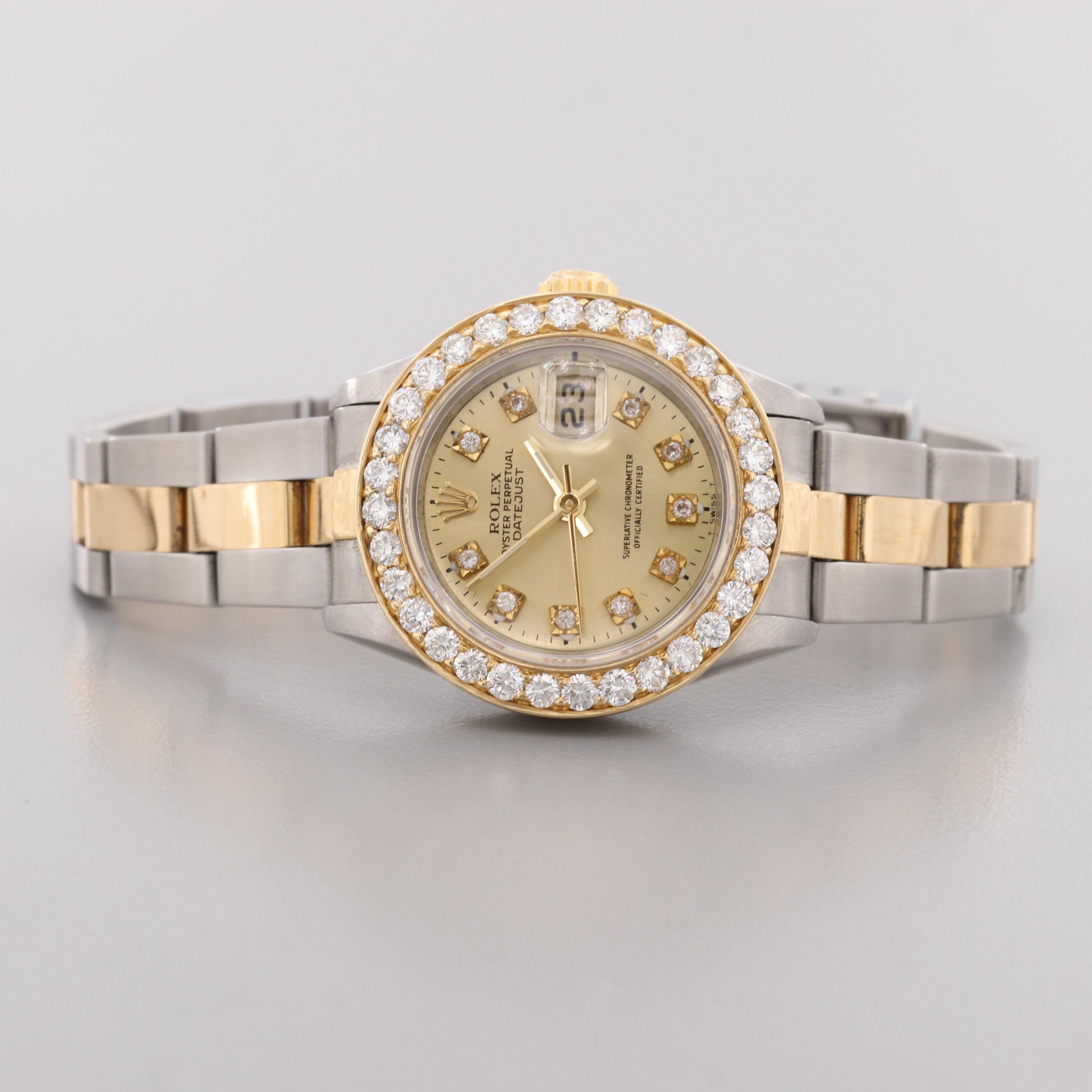 Rolex Datejust Stainless Steel and 18K Yellow Gold 1.70 CTW Diamond Watch