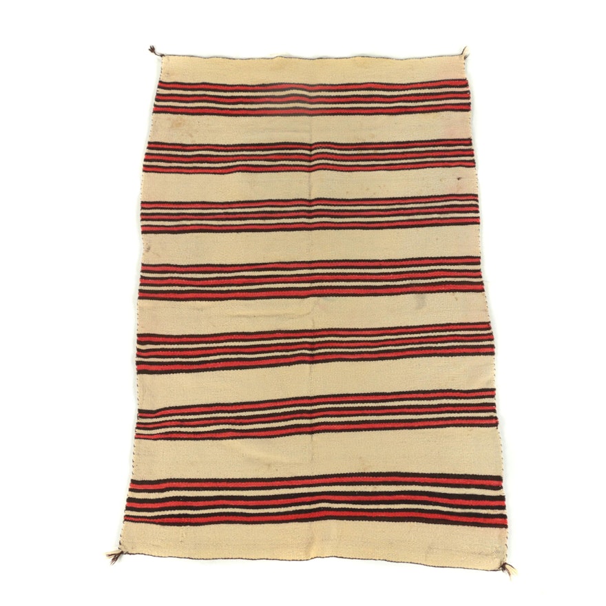 Handwoven Pueblo Indian Style Wool Blanket, Early 20th Century