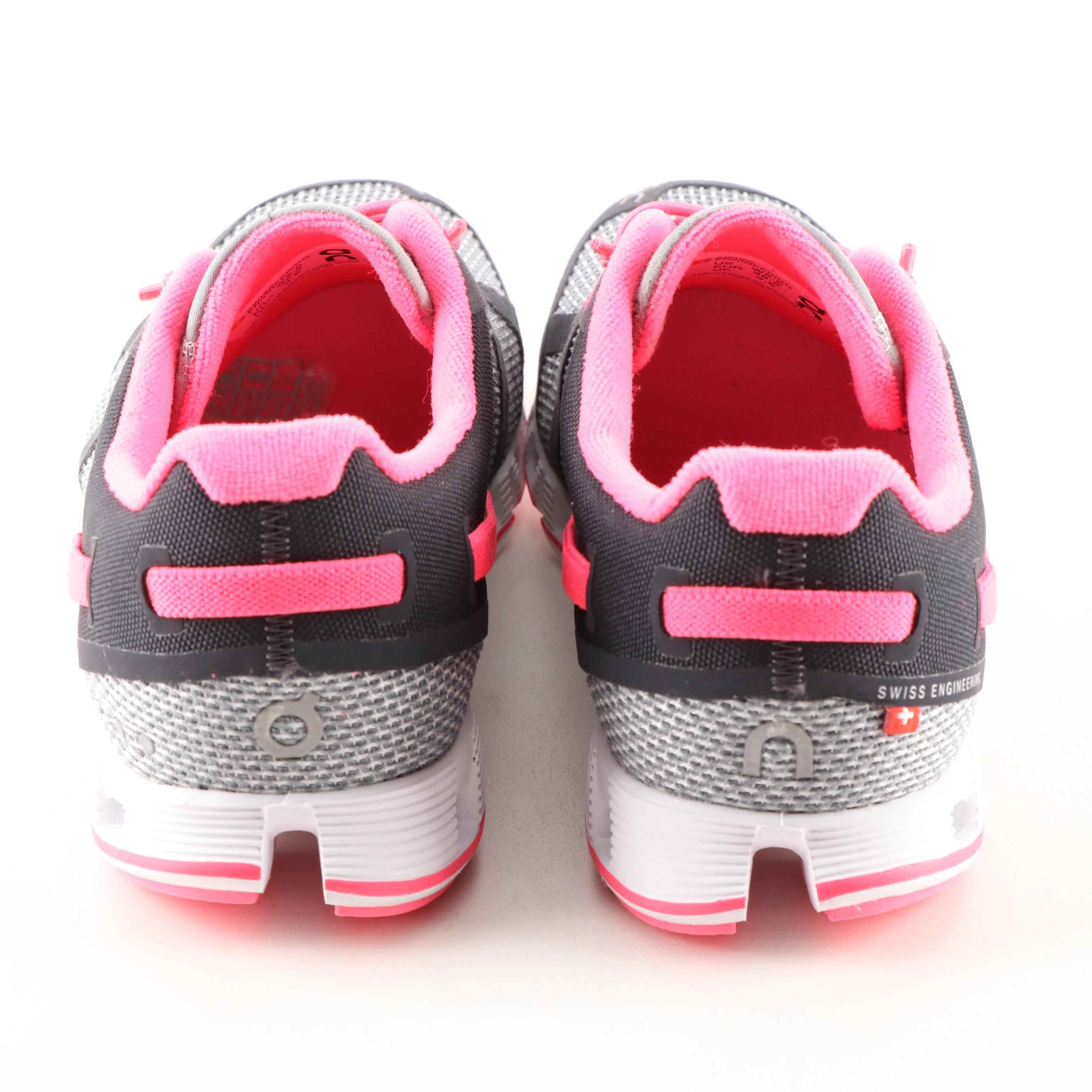 On Running Cloud Grey and Neon Pink Sneakers