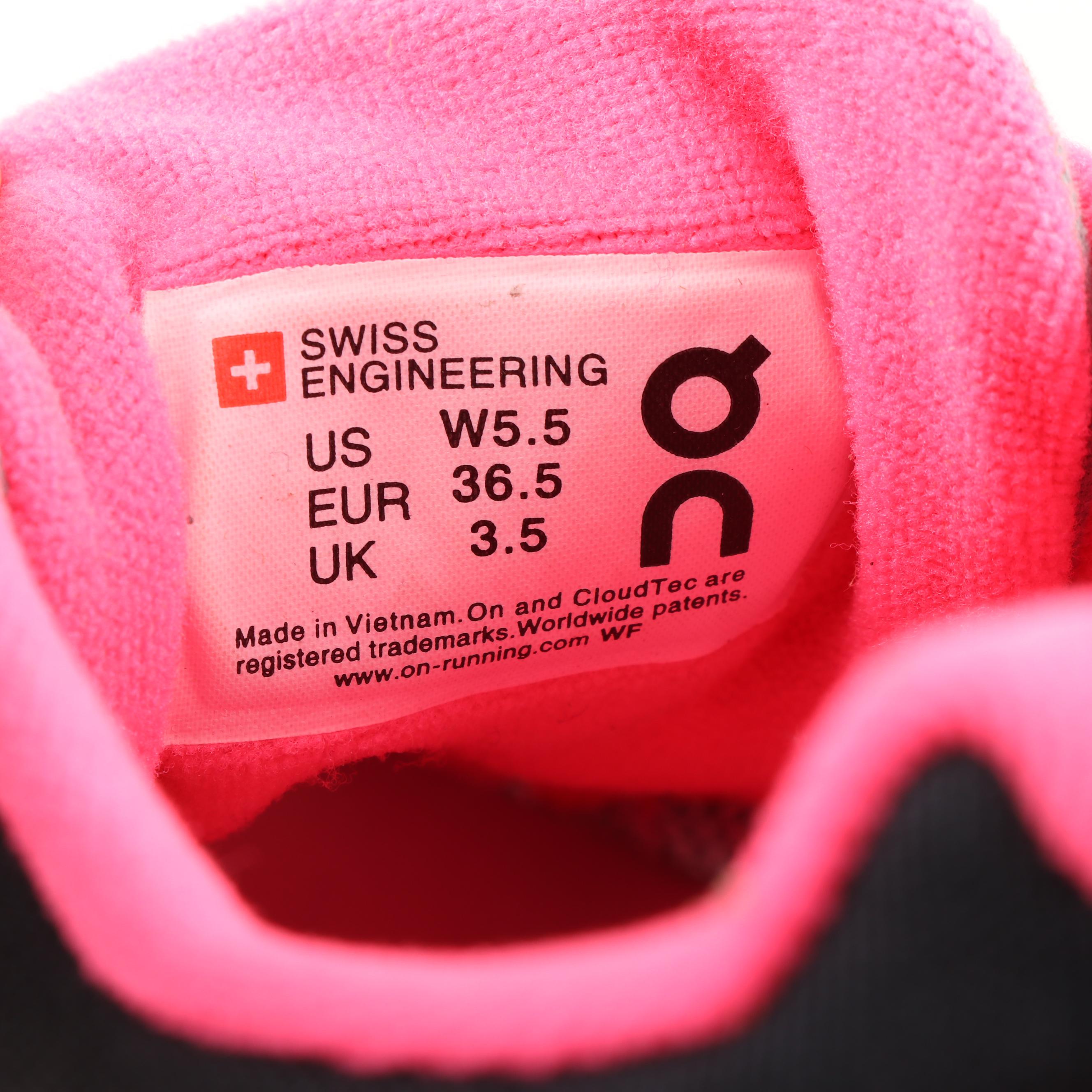 On Running Cloud Grey and Neon Pink Sneakers