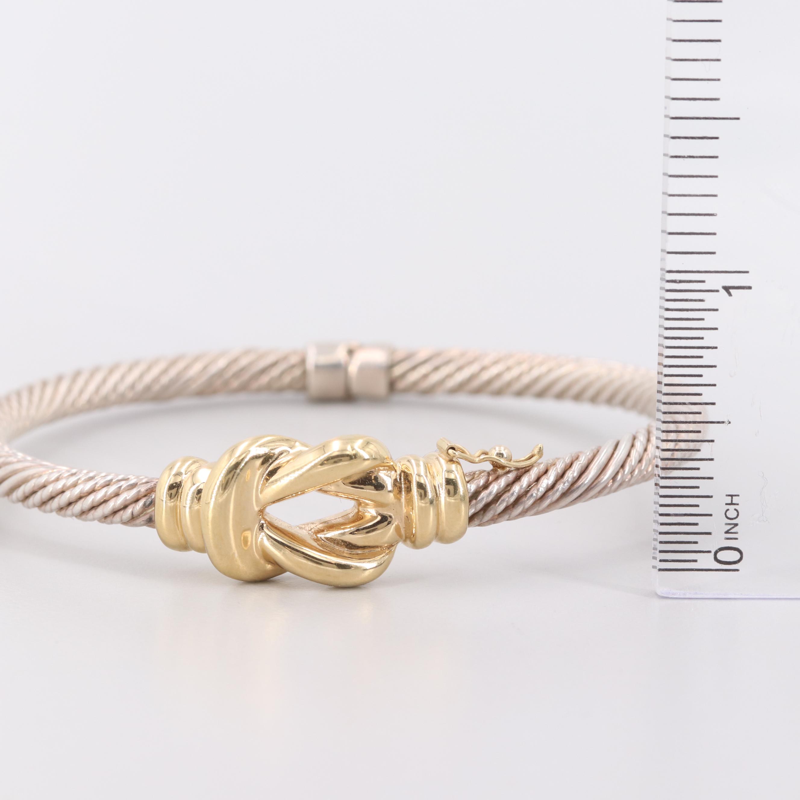 Sterling Silver and 14K Yellow Gold Hinged Bracelet