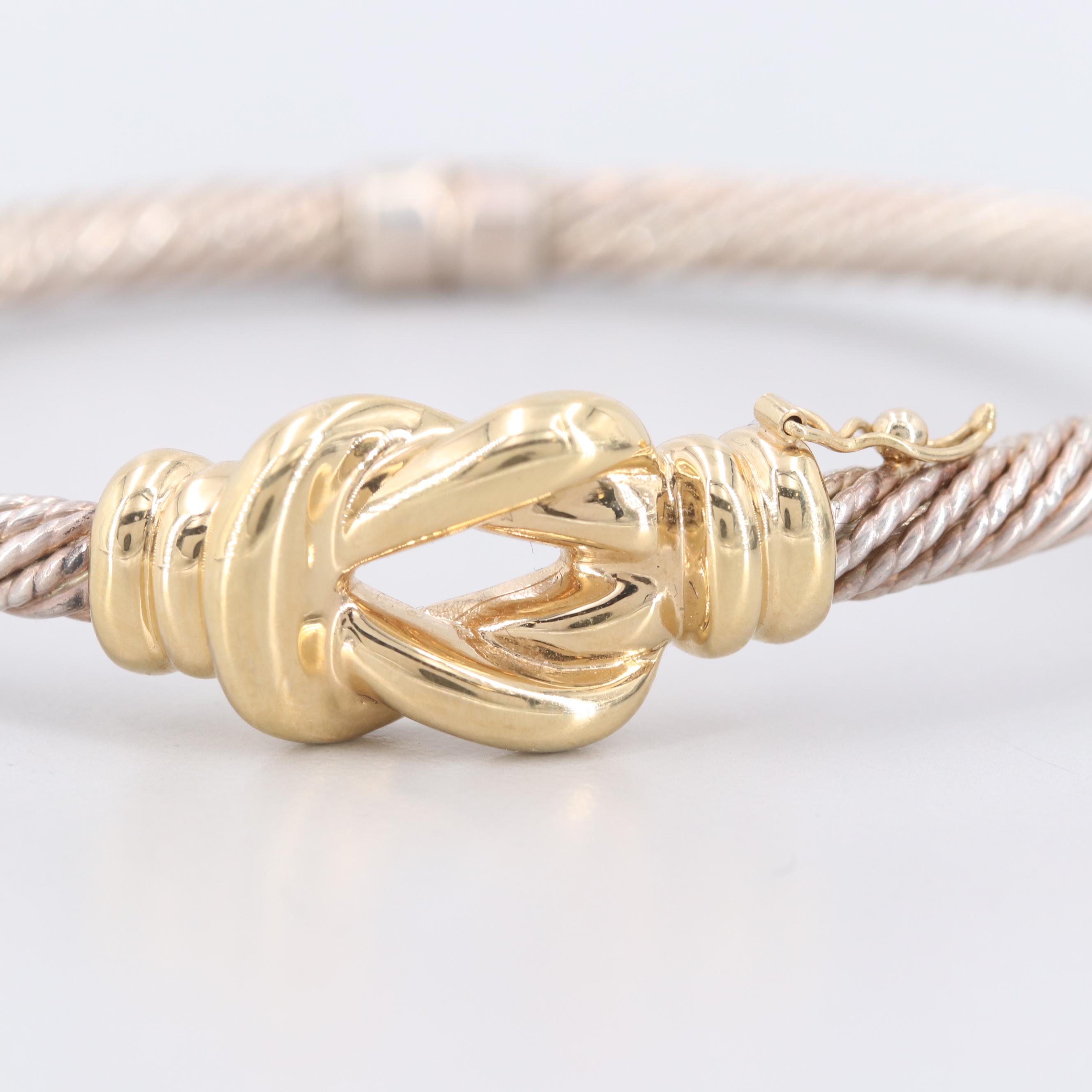 Sterling Silver and 14K Yellow Gold Hinged Bracelet