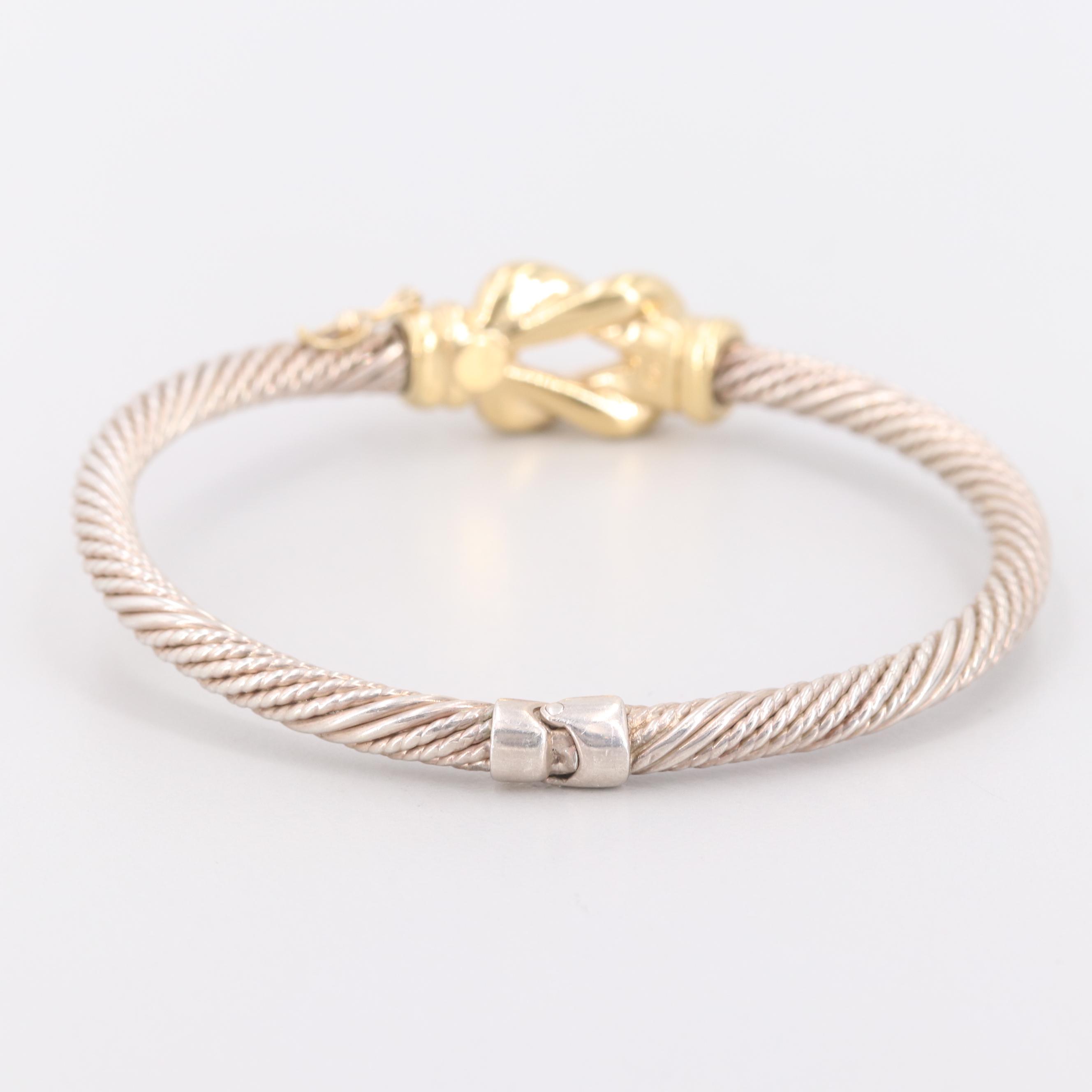 Sterling Silver and 14K Yellow Gold Hinged Bracelet