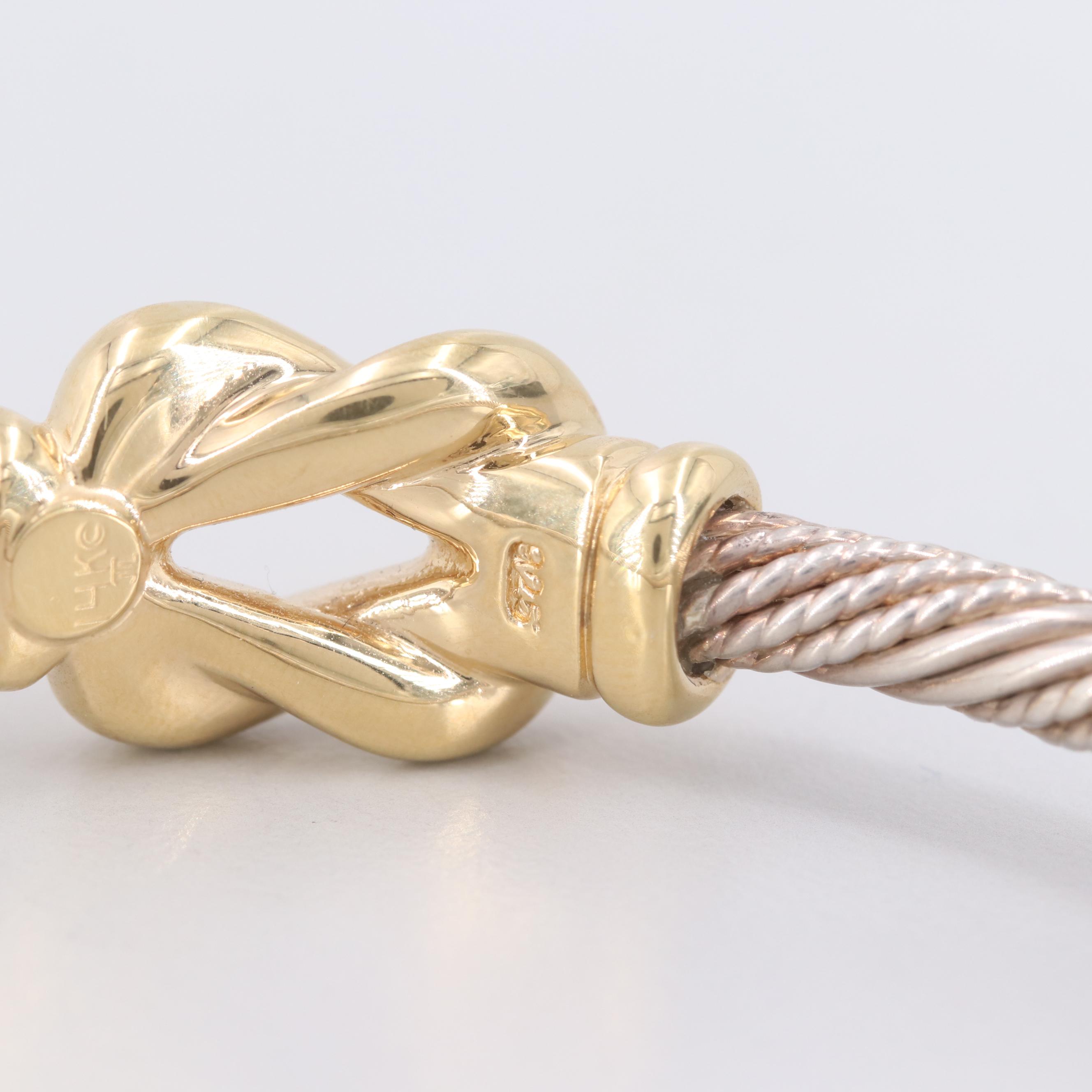 Sterling Silver and 14K Yellow Gold Hinged Bracelet