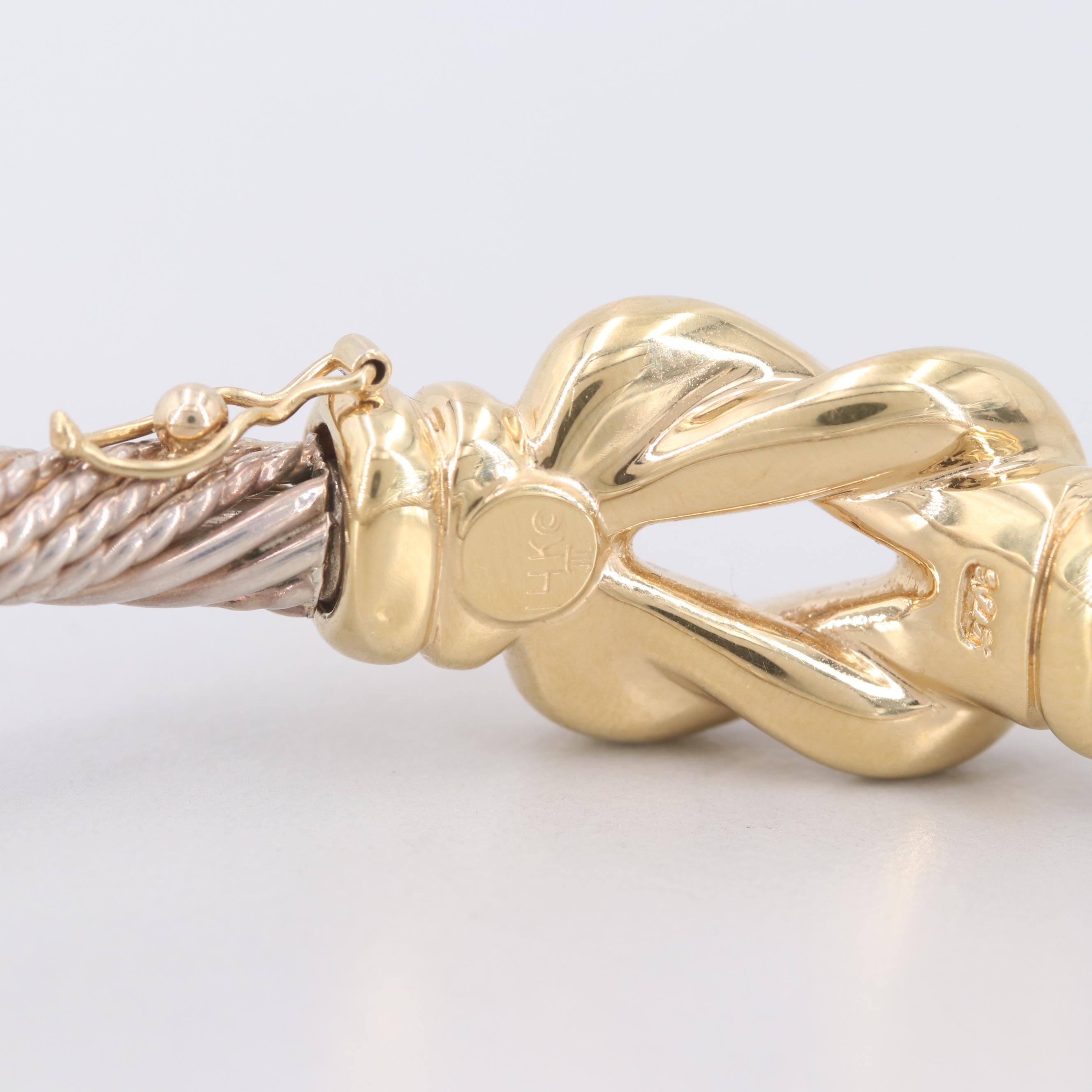 Sterling Silver and 14K Yellow Gold Hinged Bracelet
