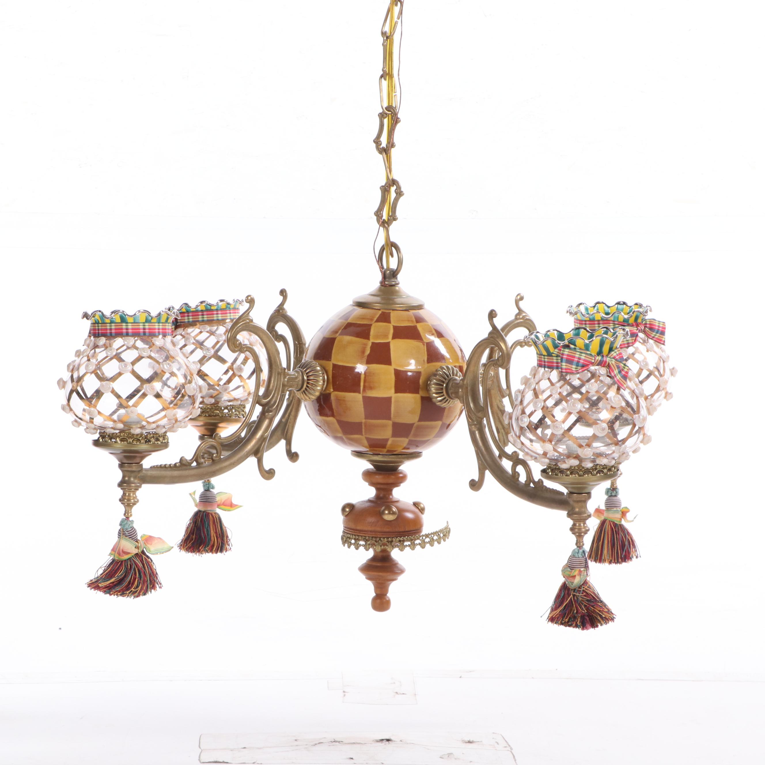 MacKenzie-Childs "Wittika" Chandelier with Hand-Painted Glass Fairy Shades