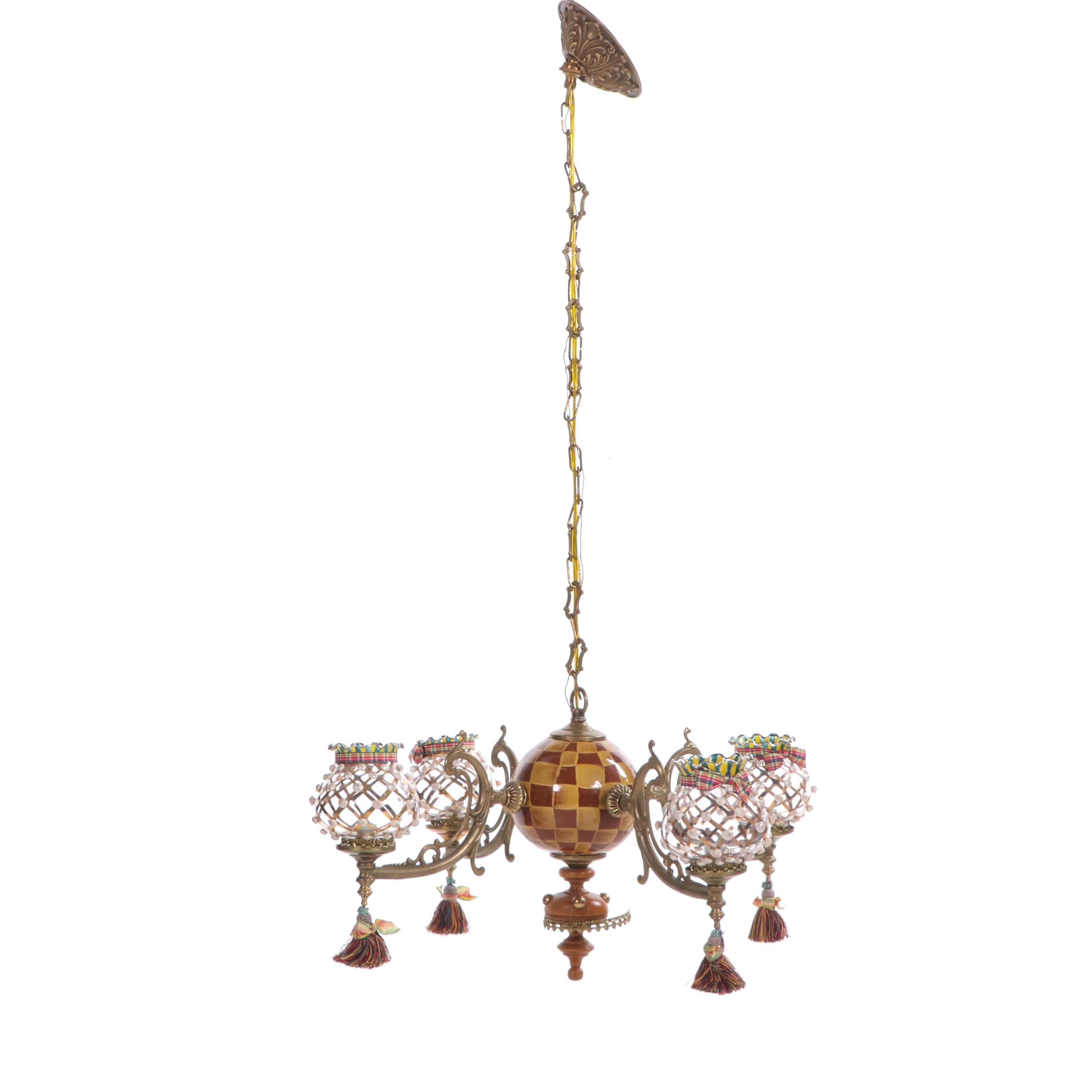 MacKenzie-Childs "Wittika" Chandelier with Hand-Painted Glass Fairy Shades
