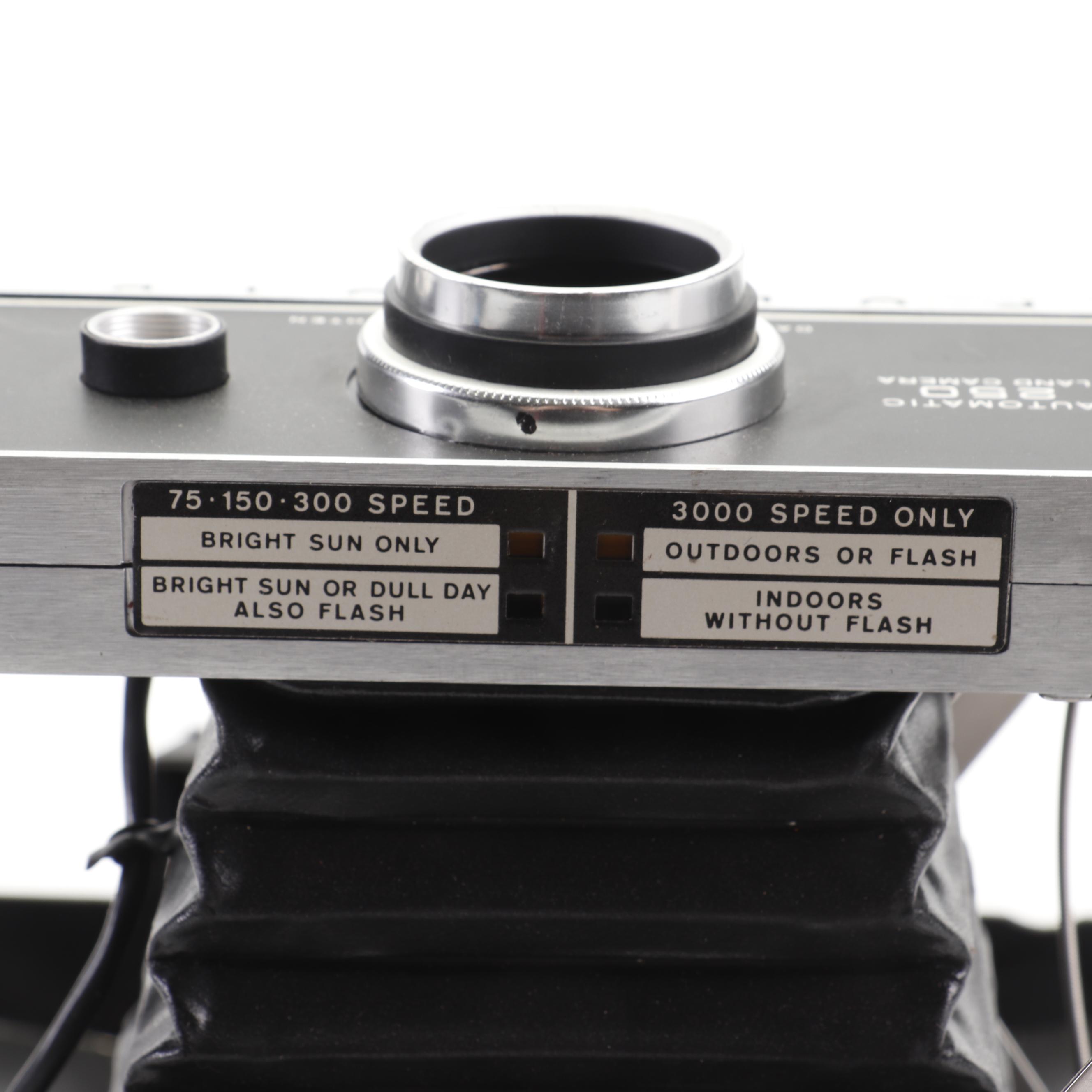 Polaroid Automatic 250 Land Camera with Folding Bellows and Accessories, 1960s