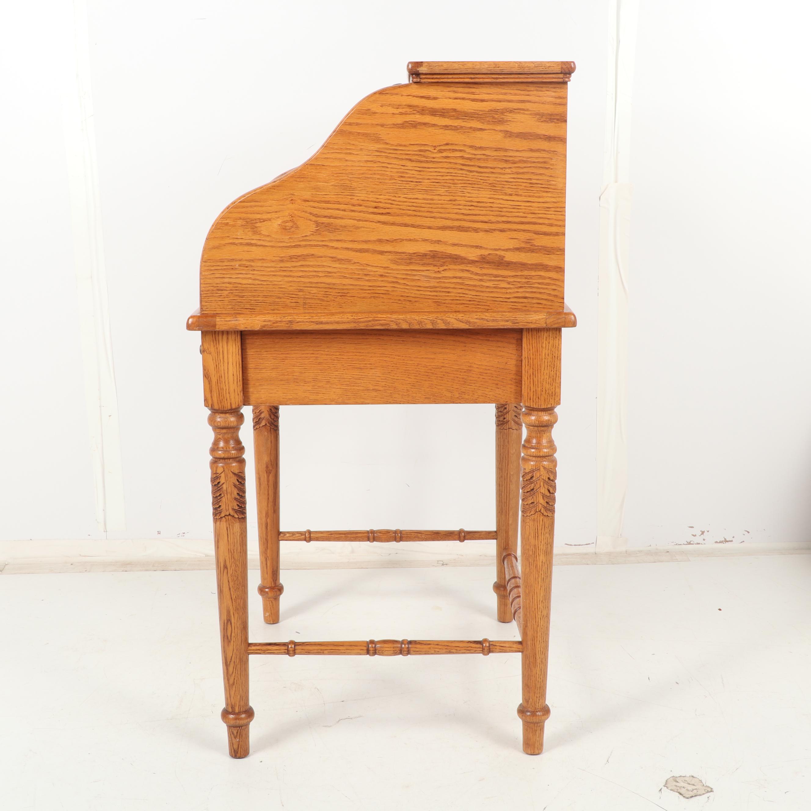 Vintage Oak Roll-Top Secretary Desk by Eagle Craft, 20th Century