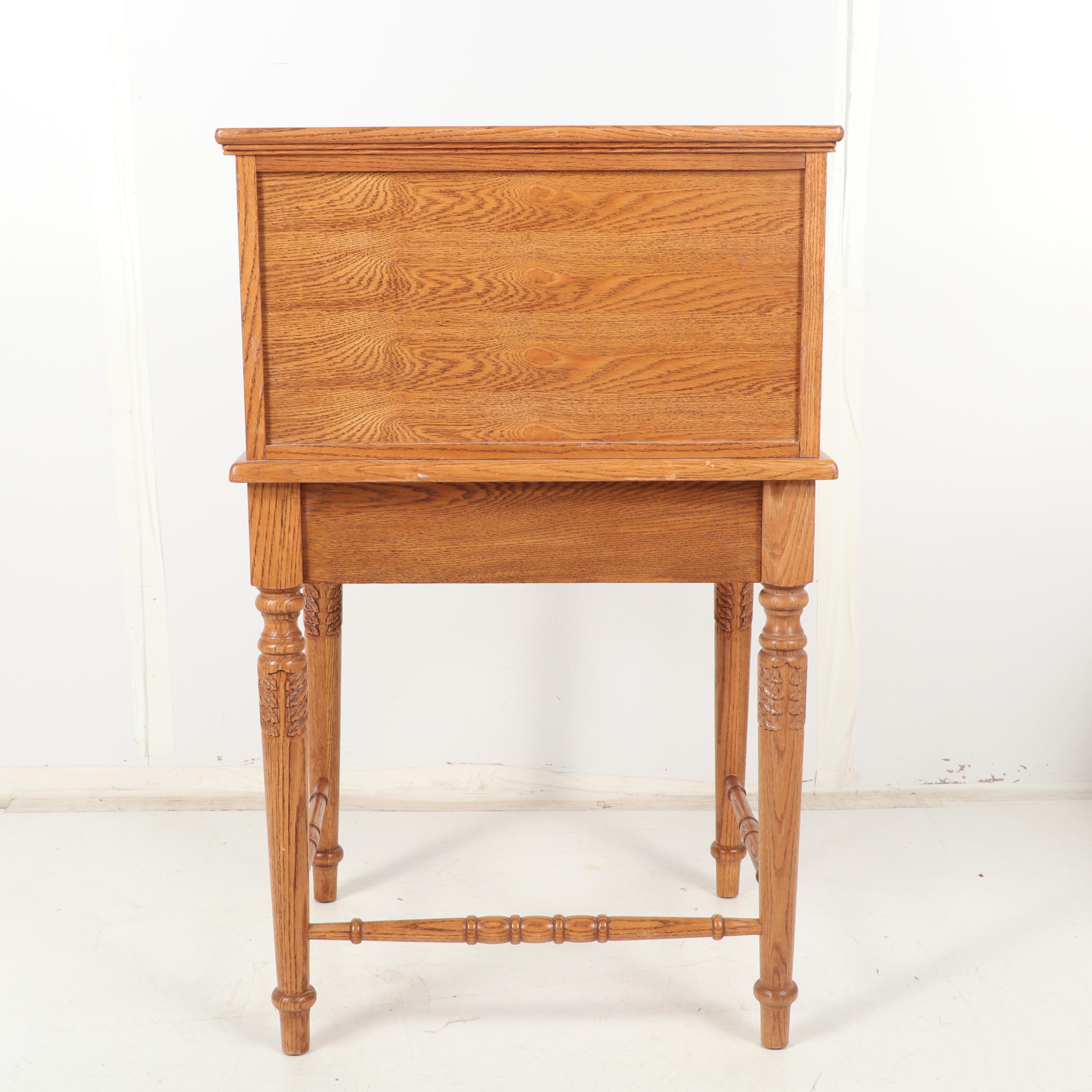 Vintage Oak Roll-Top Secretary Desk by Eagle Craft, 20th Century