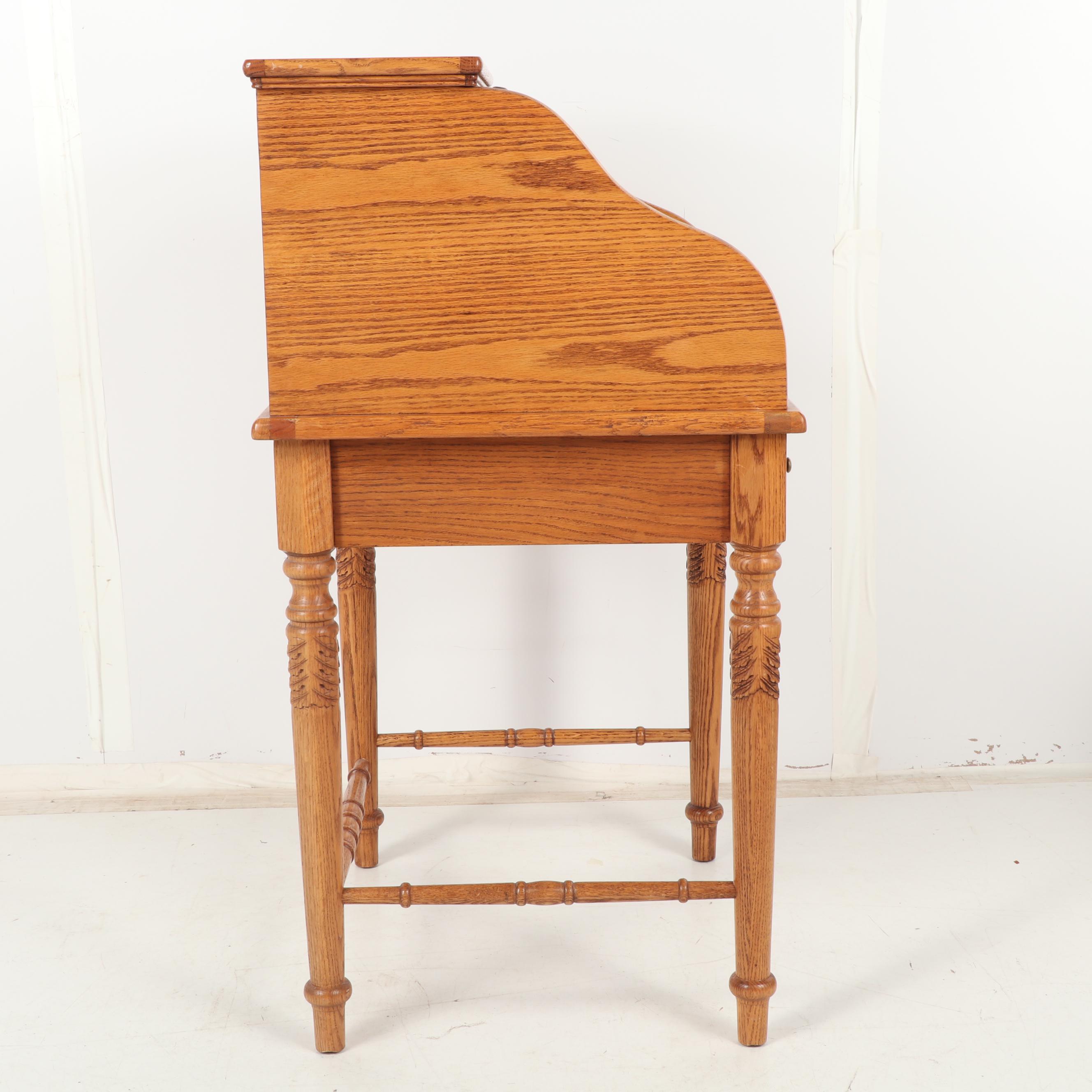 Vintage Oak Roll-Top Secretary Desk by Eagle Craft, 20th Century