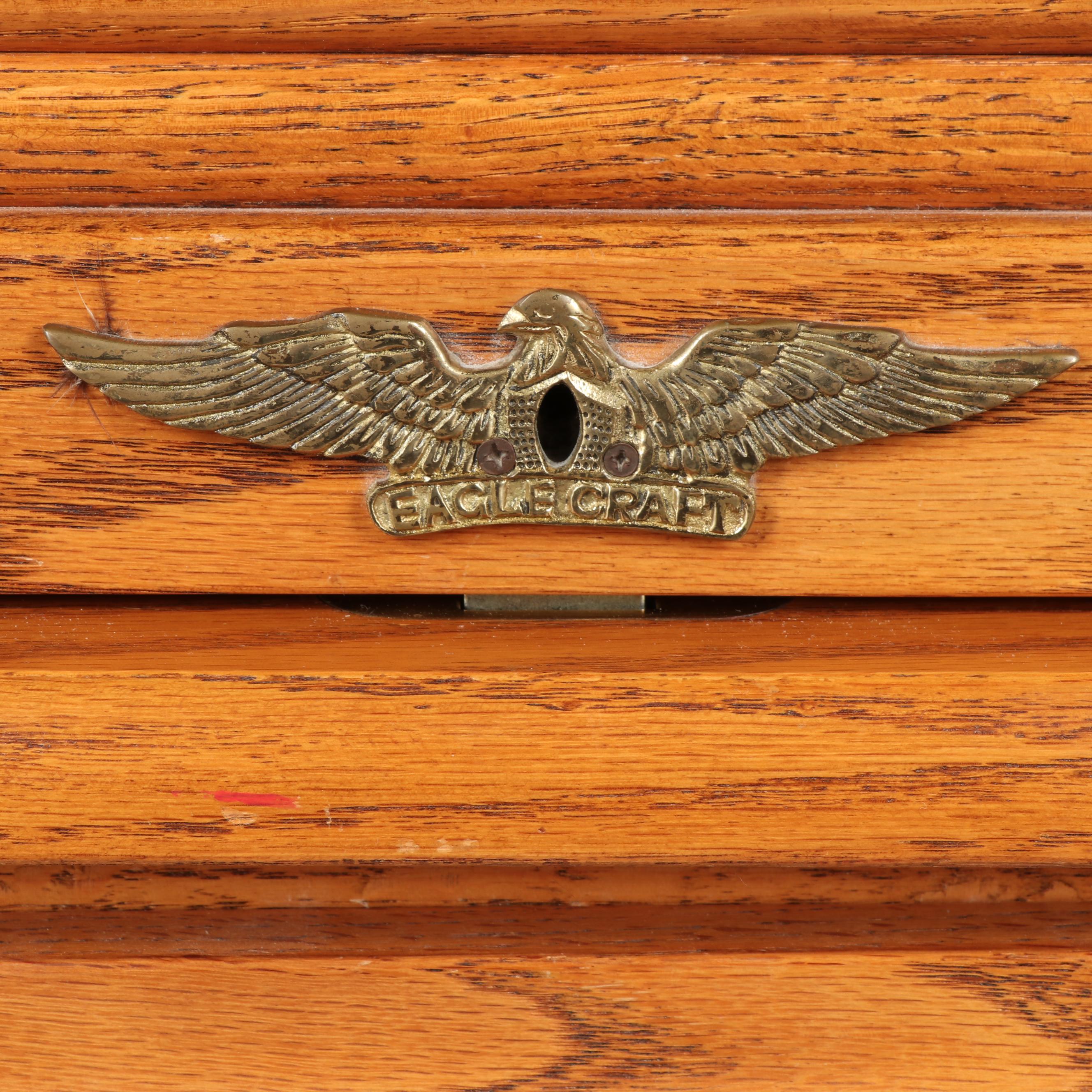 Vintage Oak Roll-Top Secretary Desk by Eagle Craft, 20th Century