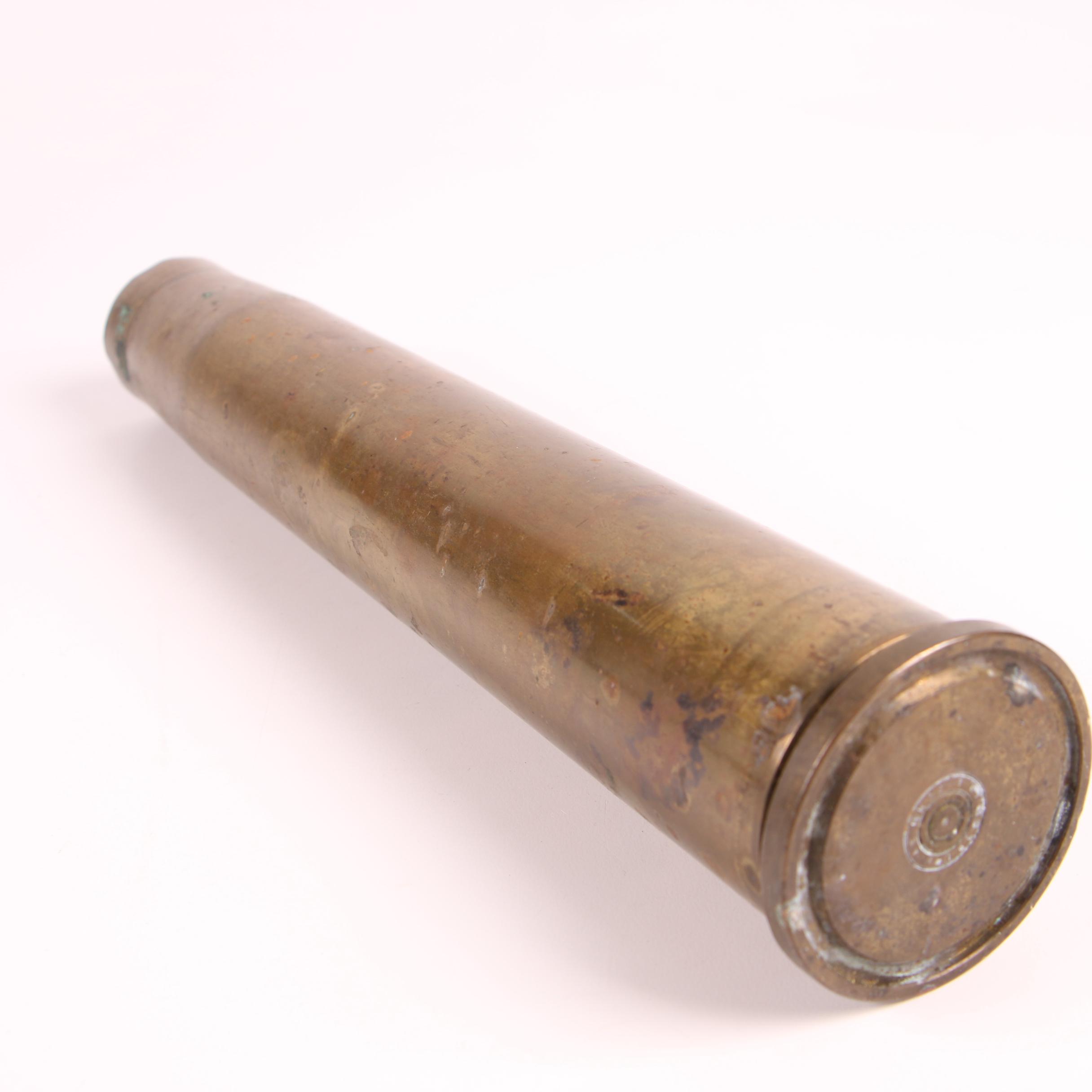 Pair of WWII U.S. Navy 40mm MK2 Brass Round Casing, 1945