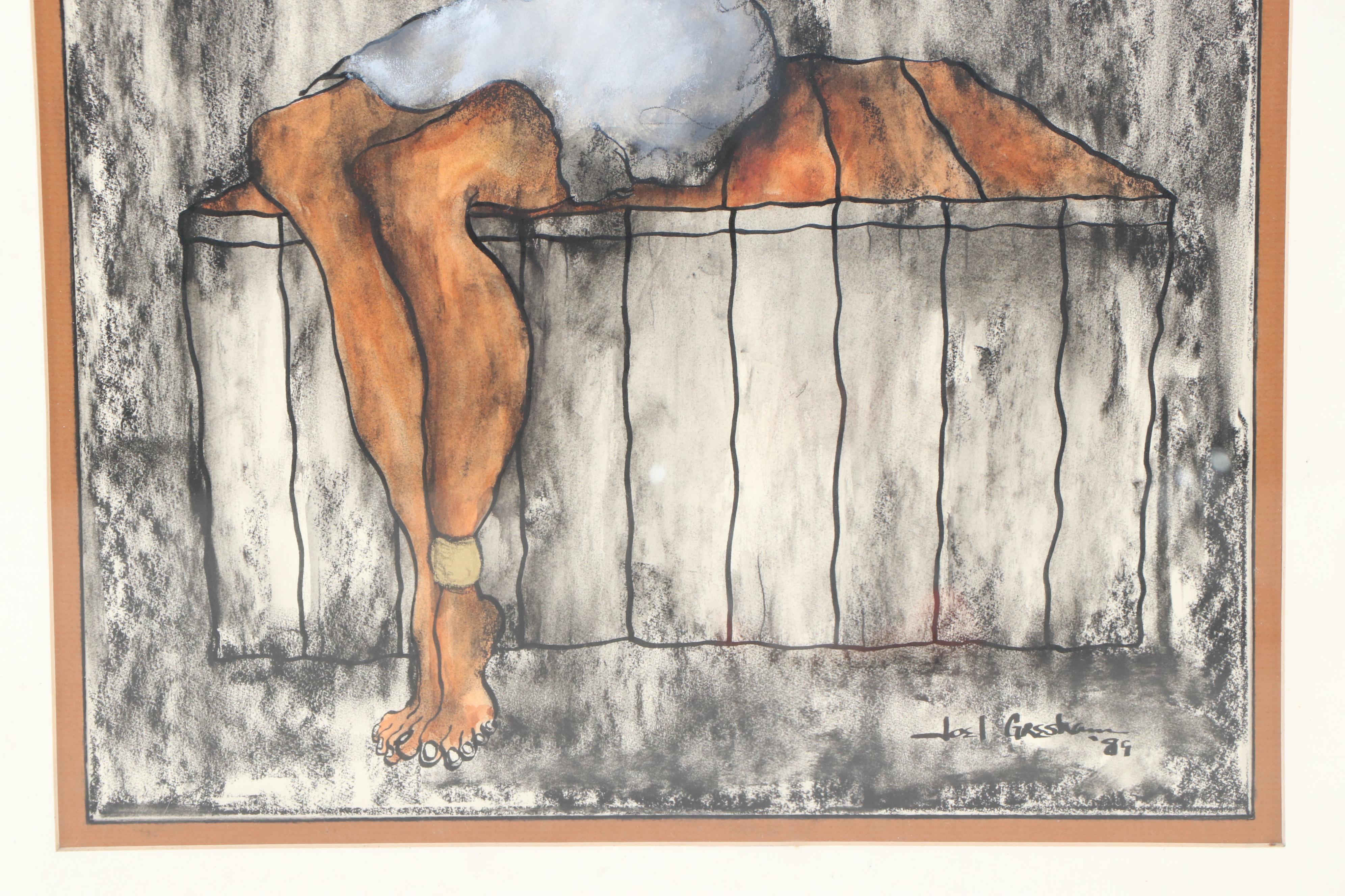 Figural Color Lithograph After Joel Gresham