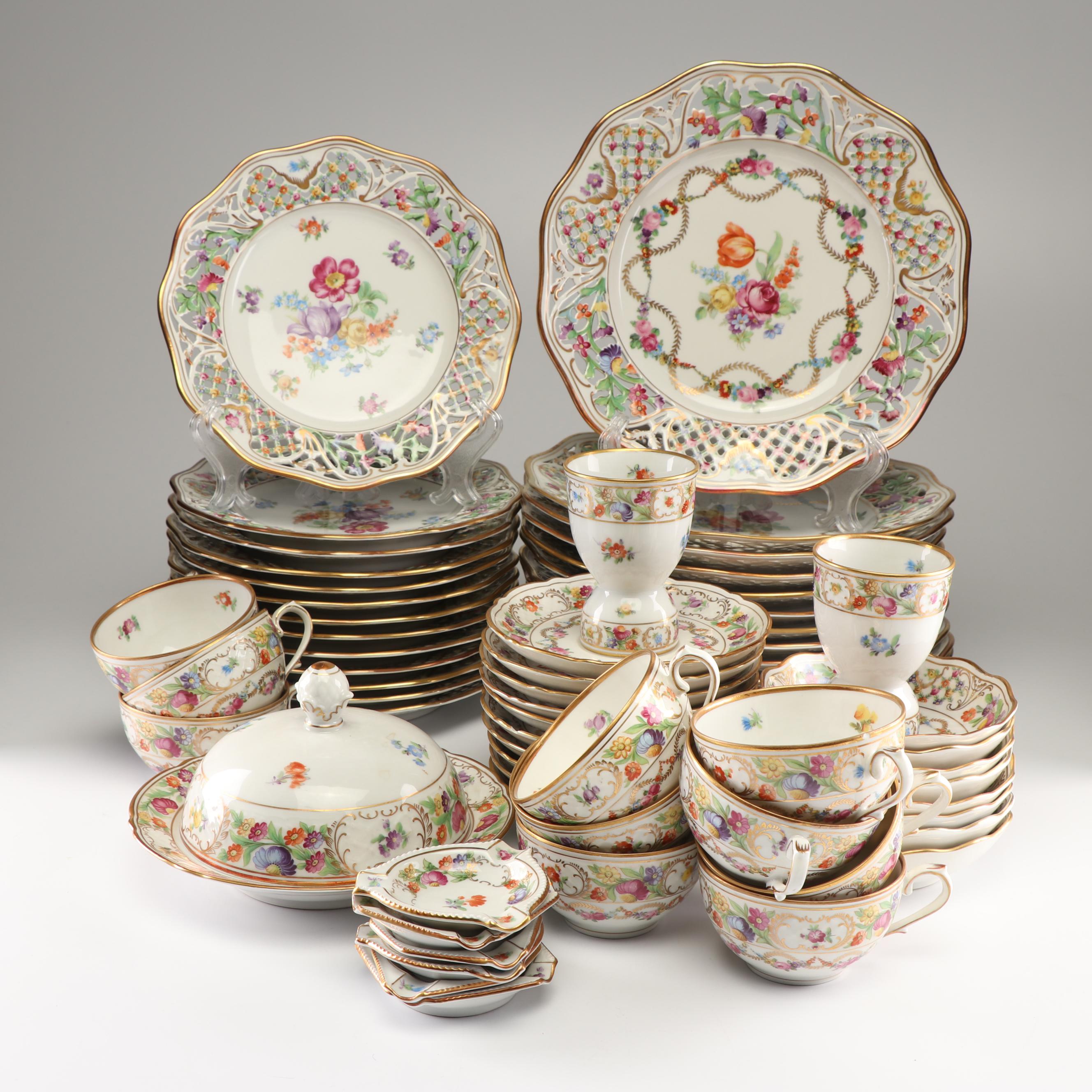Schumann "Empress Dresden Flowers" Reticulated Porcelain Dinnerware