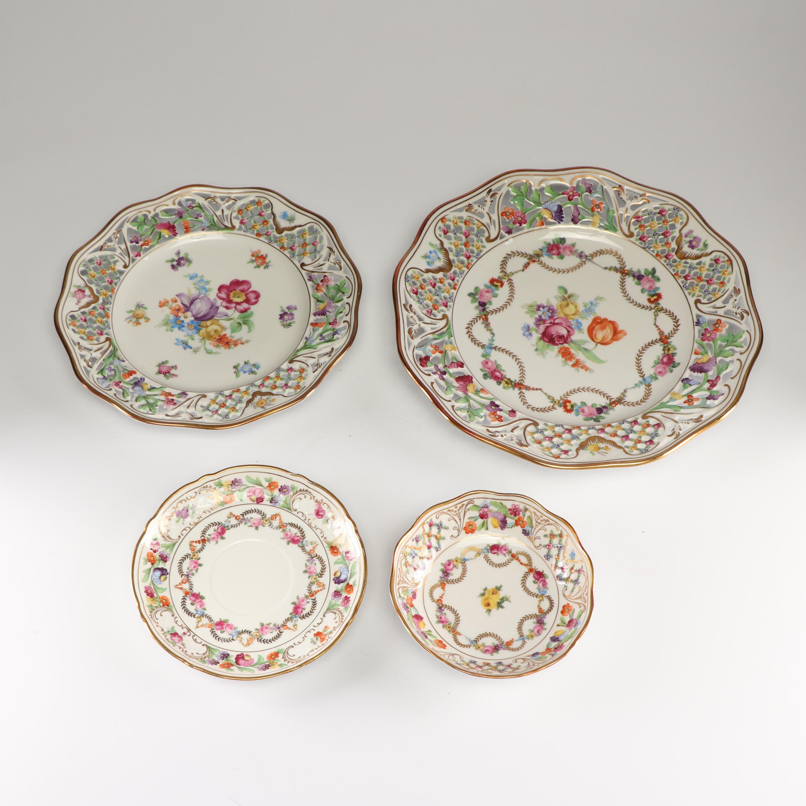 Schumann "Empress Dresden Flowers" Reticulated Porcelain Dinnerware