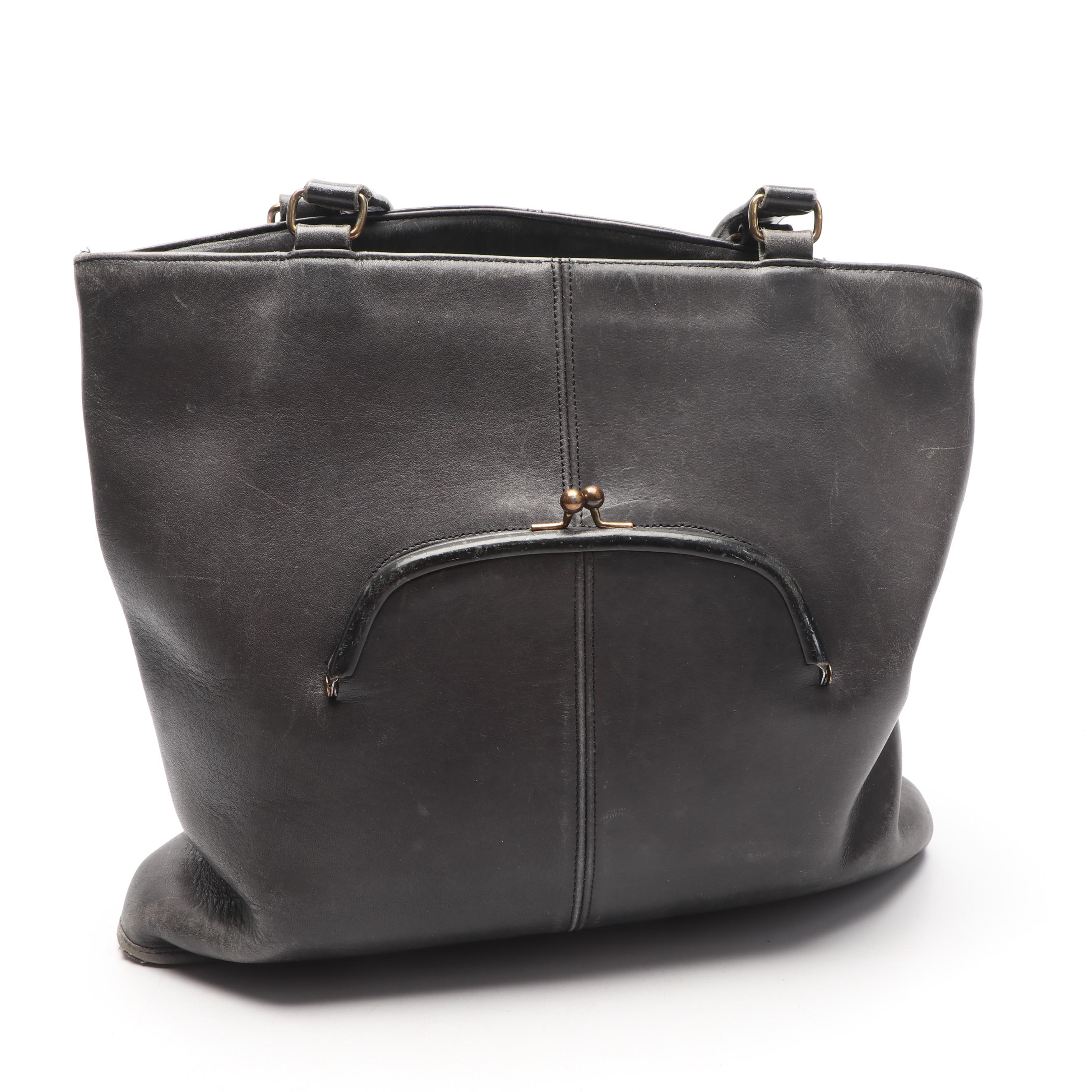 Bonnie Cashin for Coach Black Leather Tote Bag, 1970s Vintage