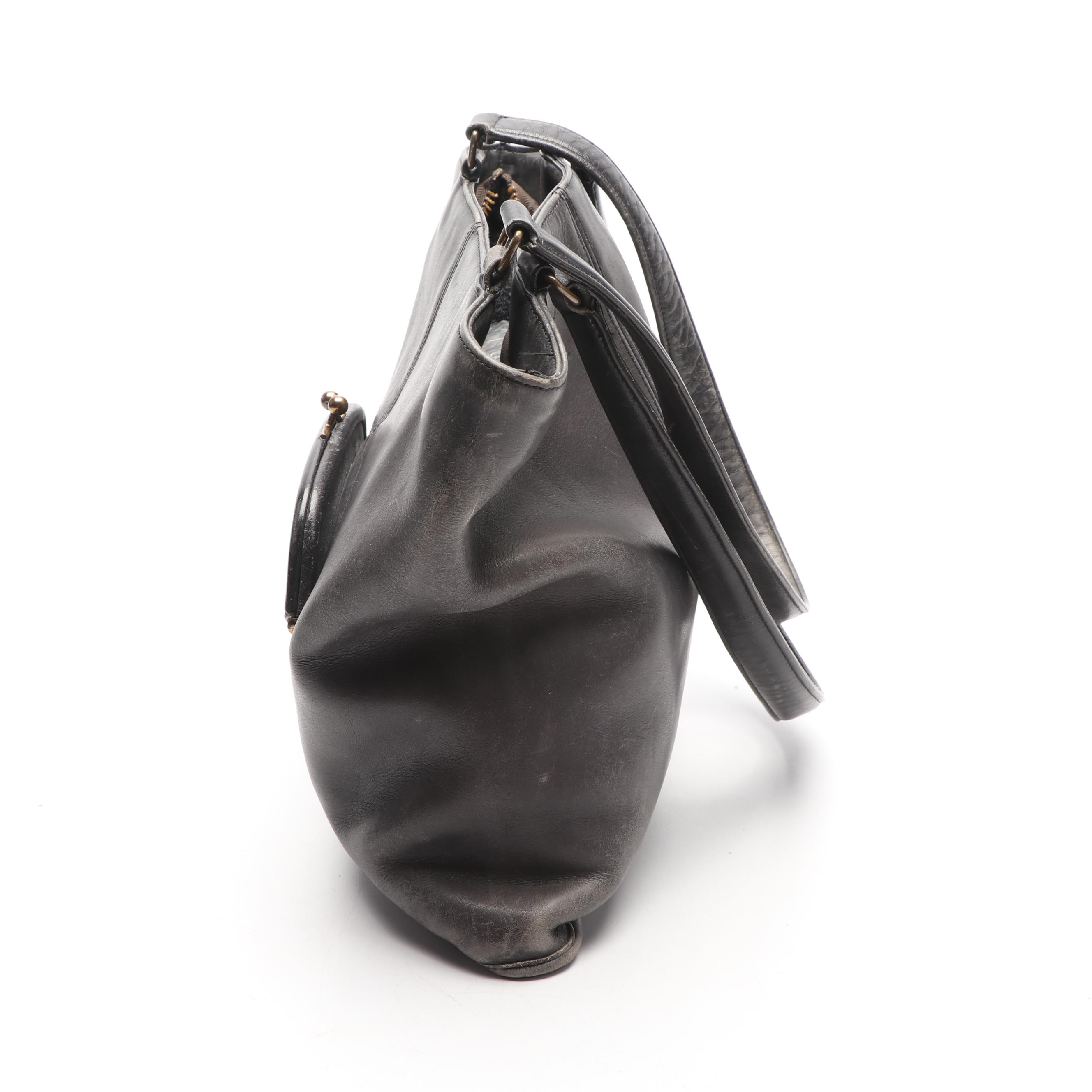 Bonnie Cashin for Coach Black Leather Tote Bag, 1970s Vintage