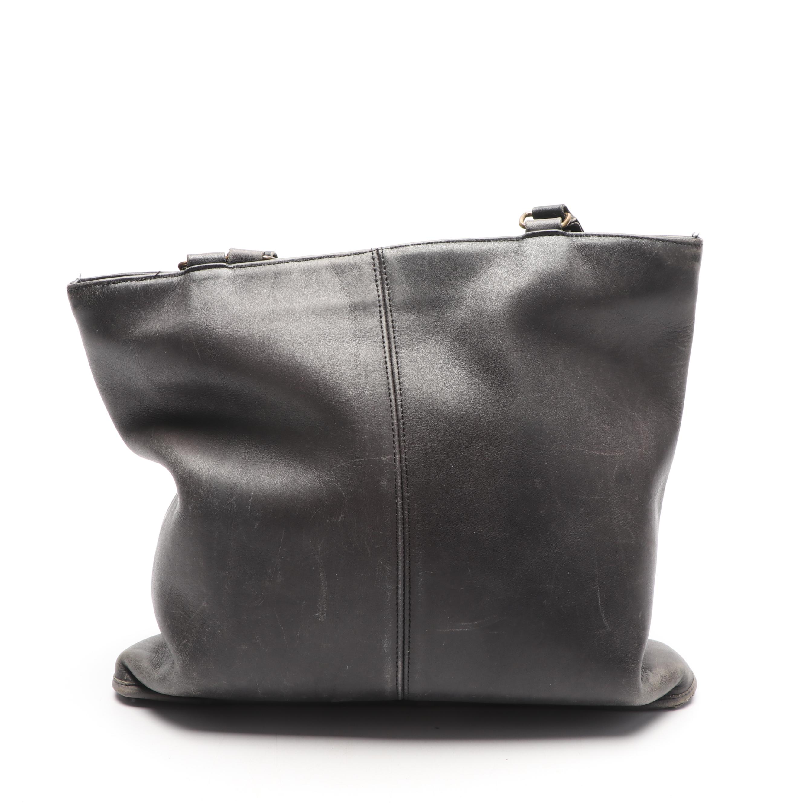 Bonnie Cashin for Coach Black Leather Tote Bag, 1970s Vintage