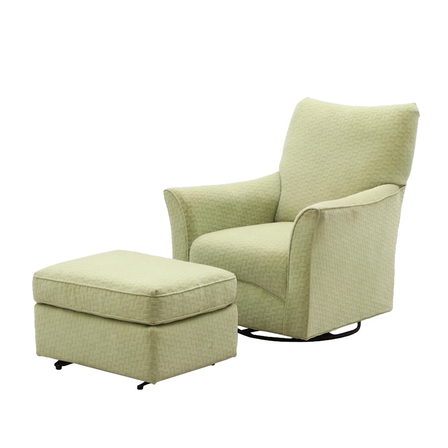 Leggett and Platt Swivel Rocker "Apple" Arm Chair with Gliding Ottoman