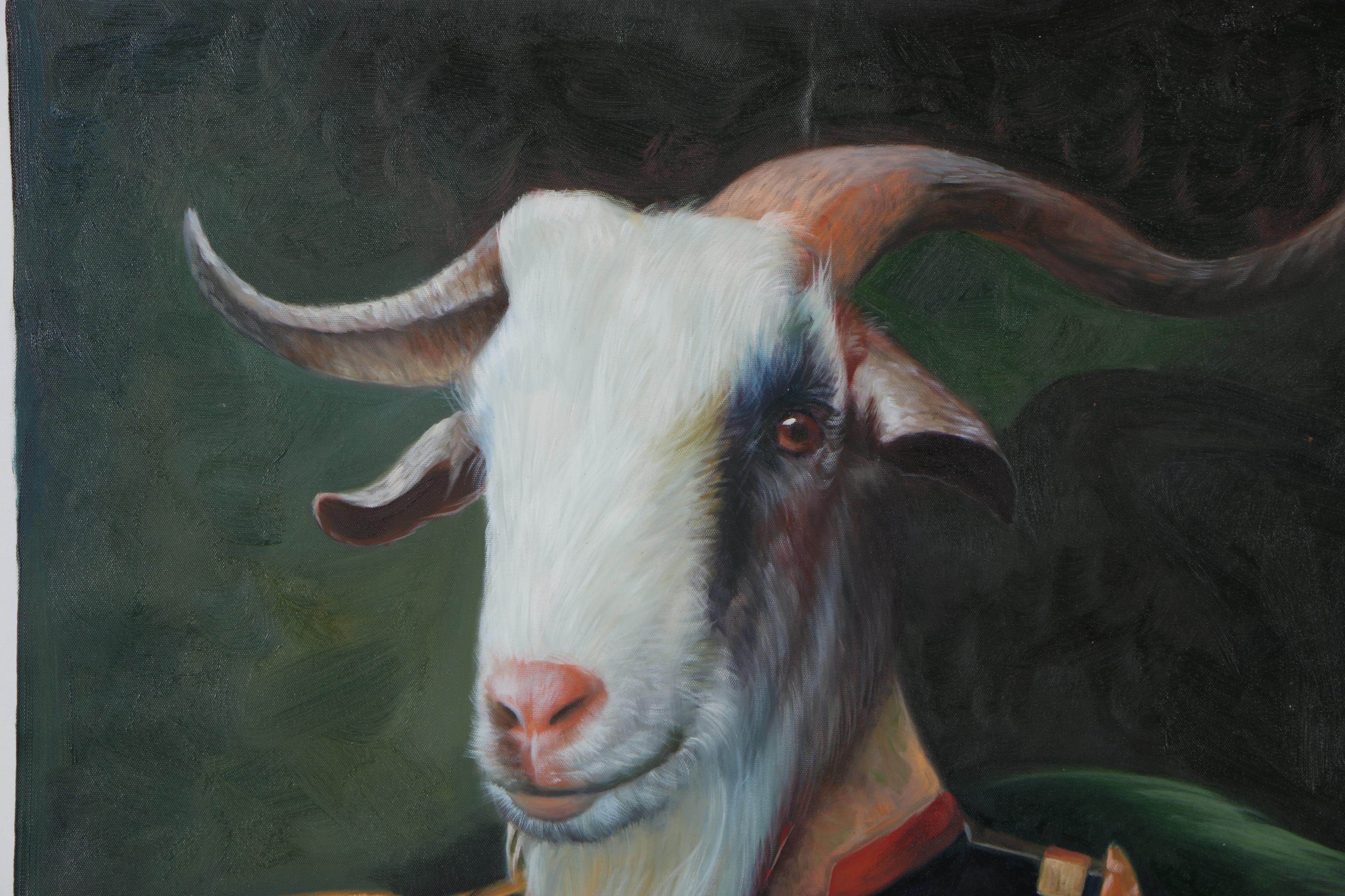 Oil Painting Portrait of Anthropomorphic Goat