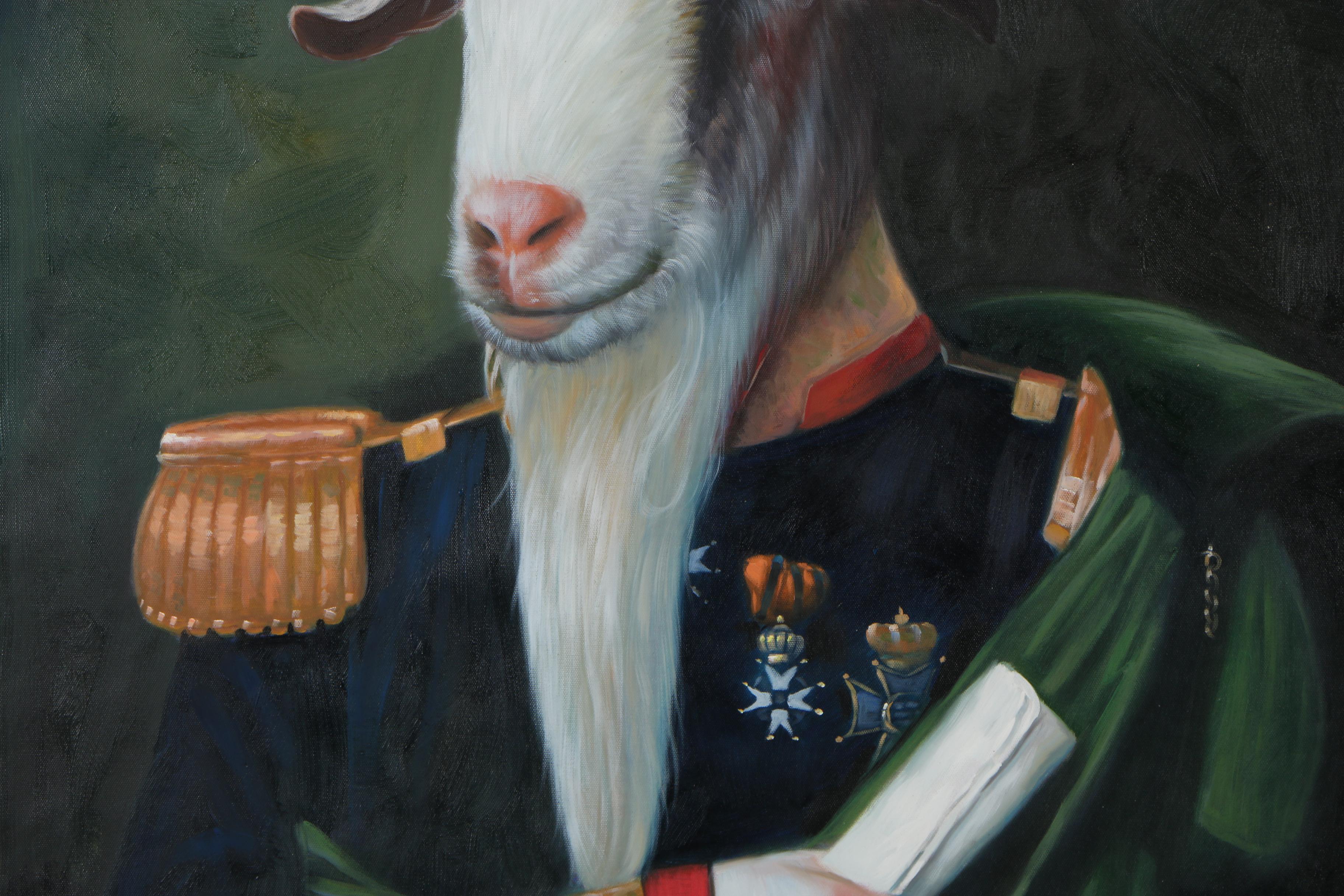 Oil Painting Portrait of Anthropomorphic Goat