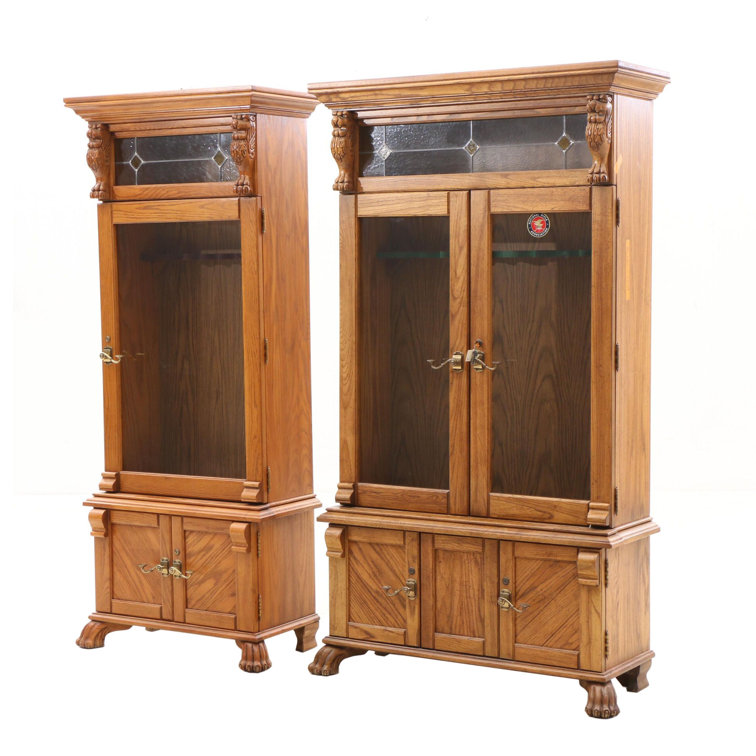 Illuminated Pulaski Gun Cabinets in Oak