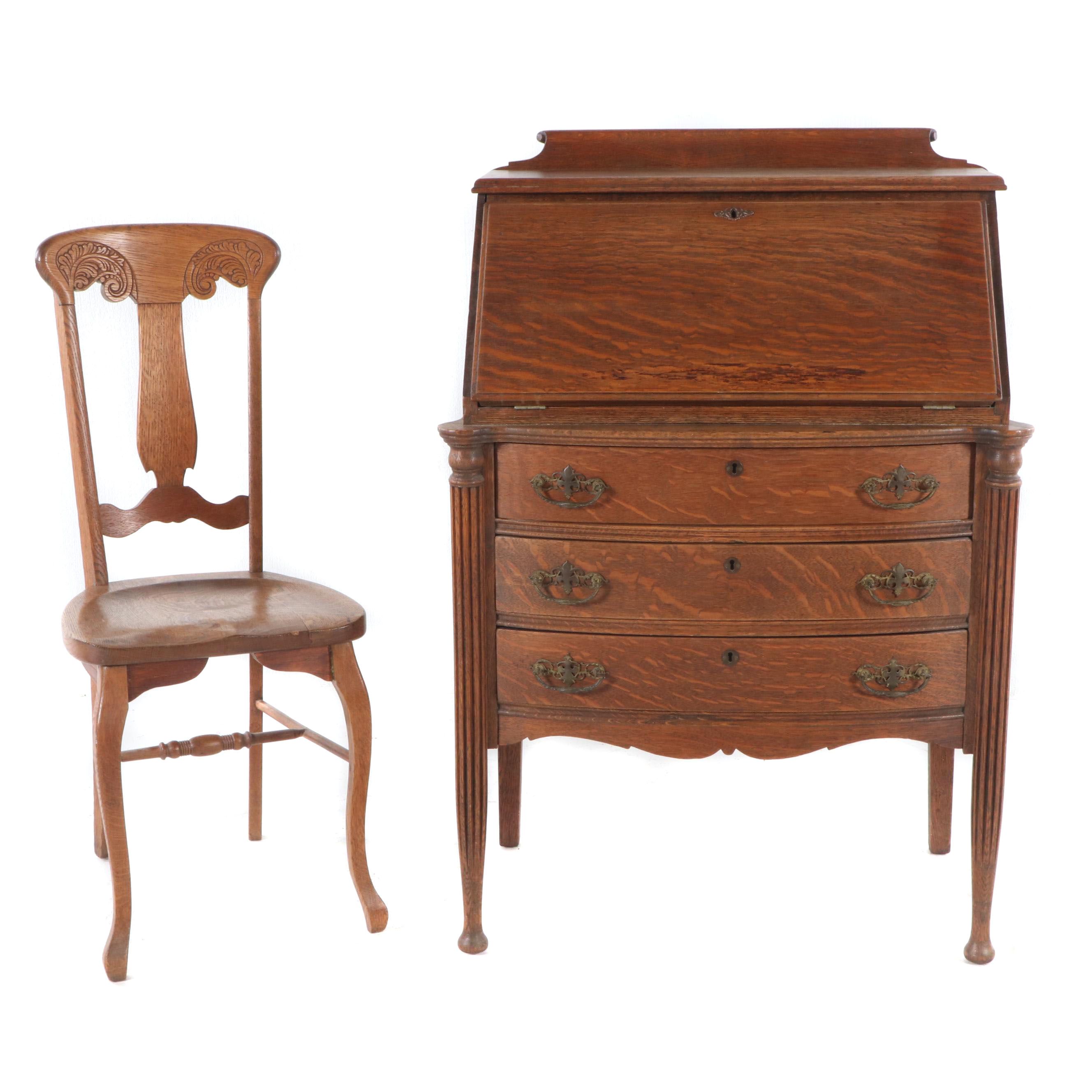 Antique Oak Desk with Chair