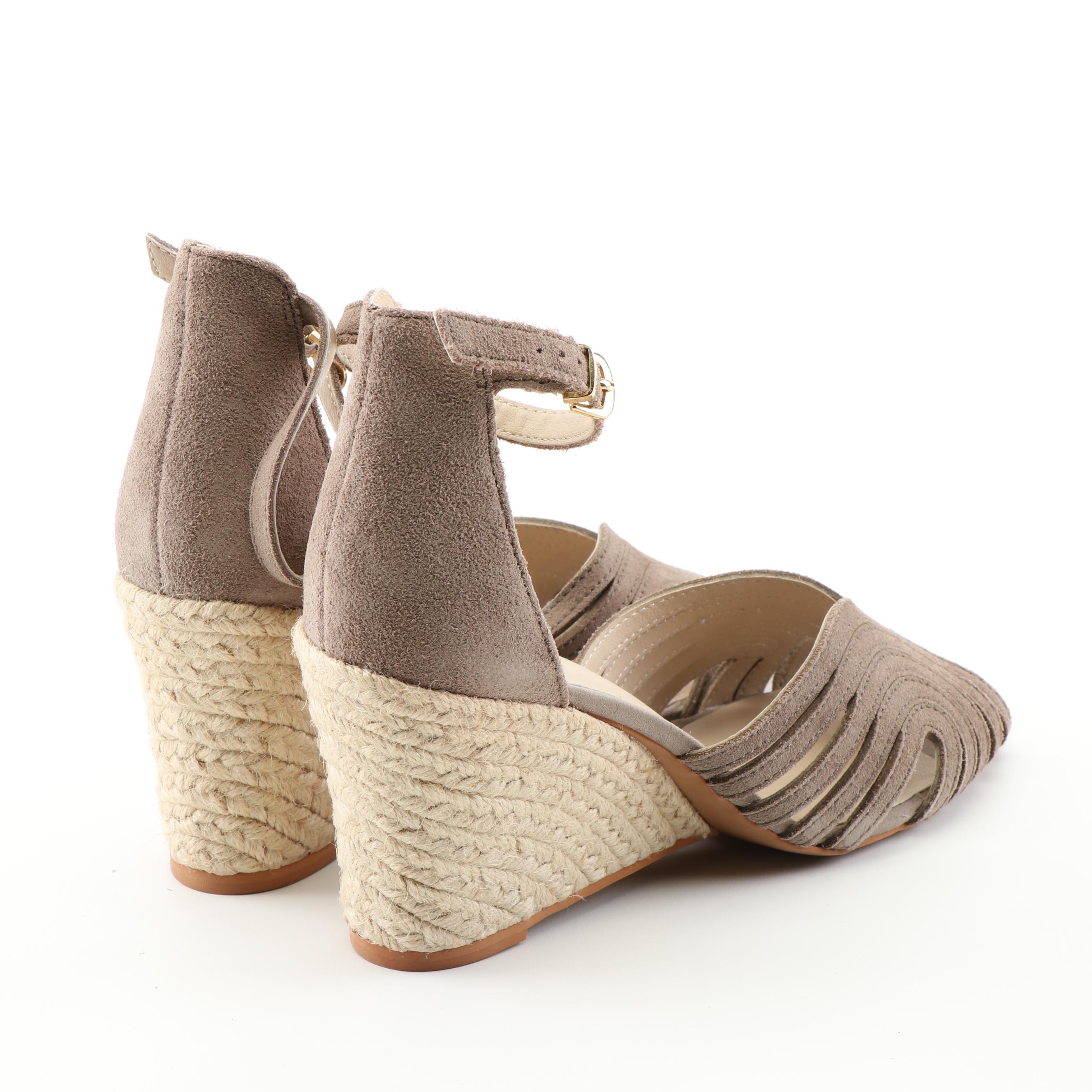 Seychelles Nubuck Leather Mules and Suede Ankle-Strap Espadrille Wedges