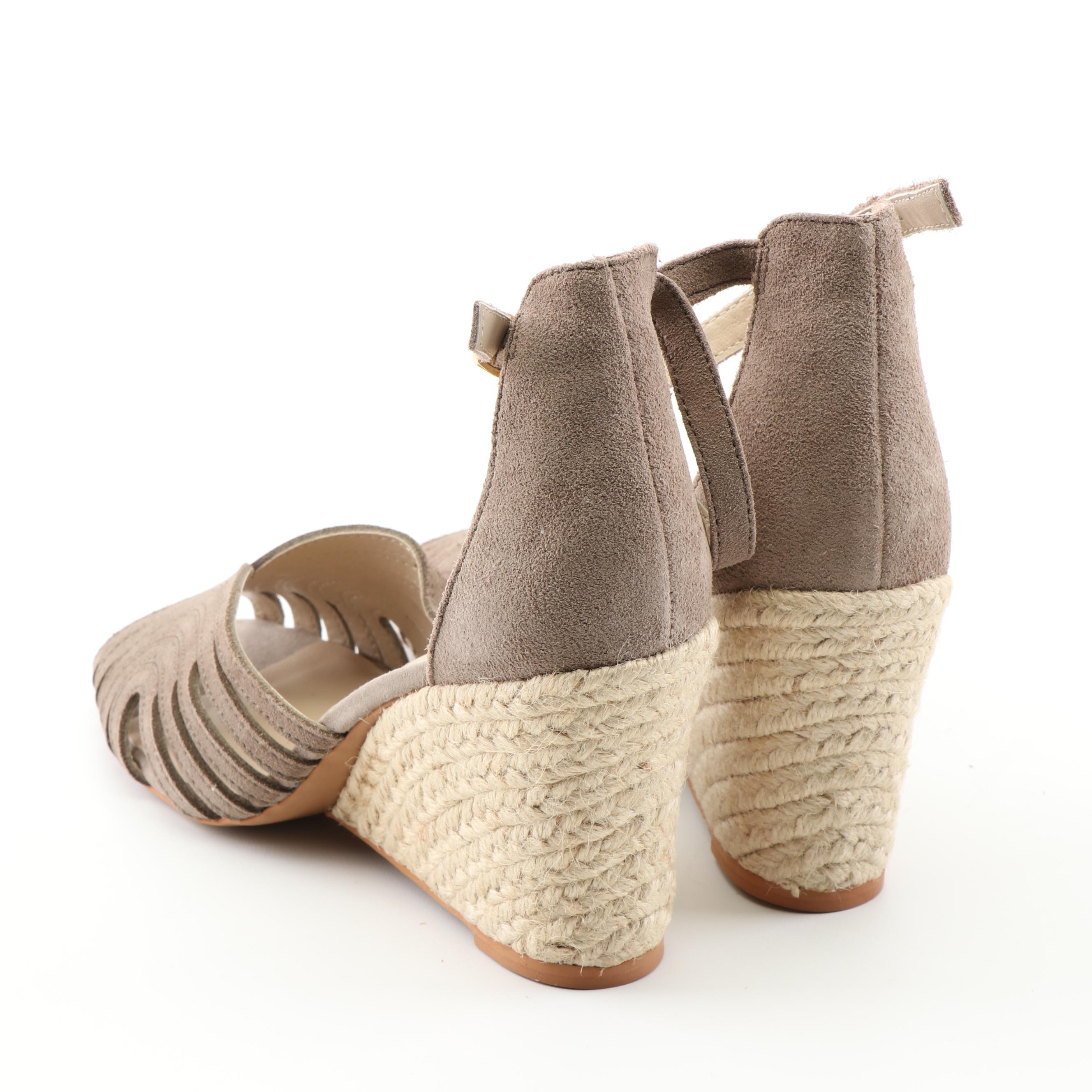 Seychelles Nubuck Leather Mules and Suede Ankle-Strap Espadrille Wedges