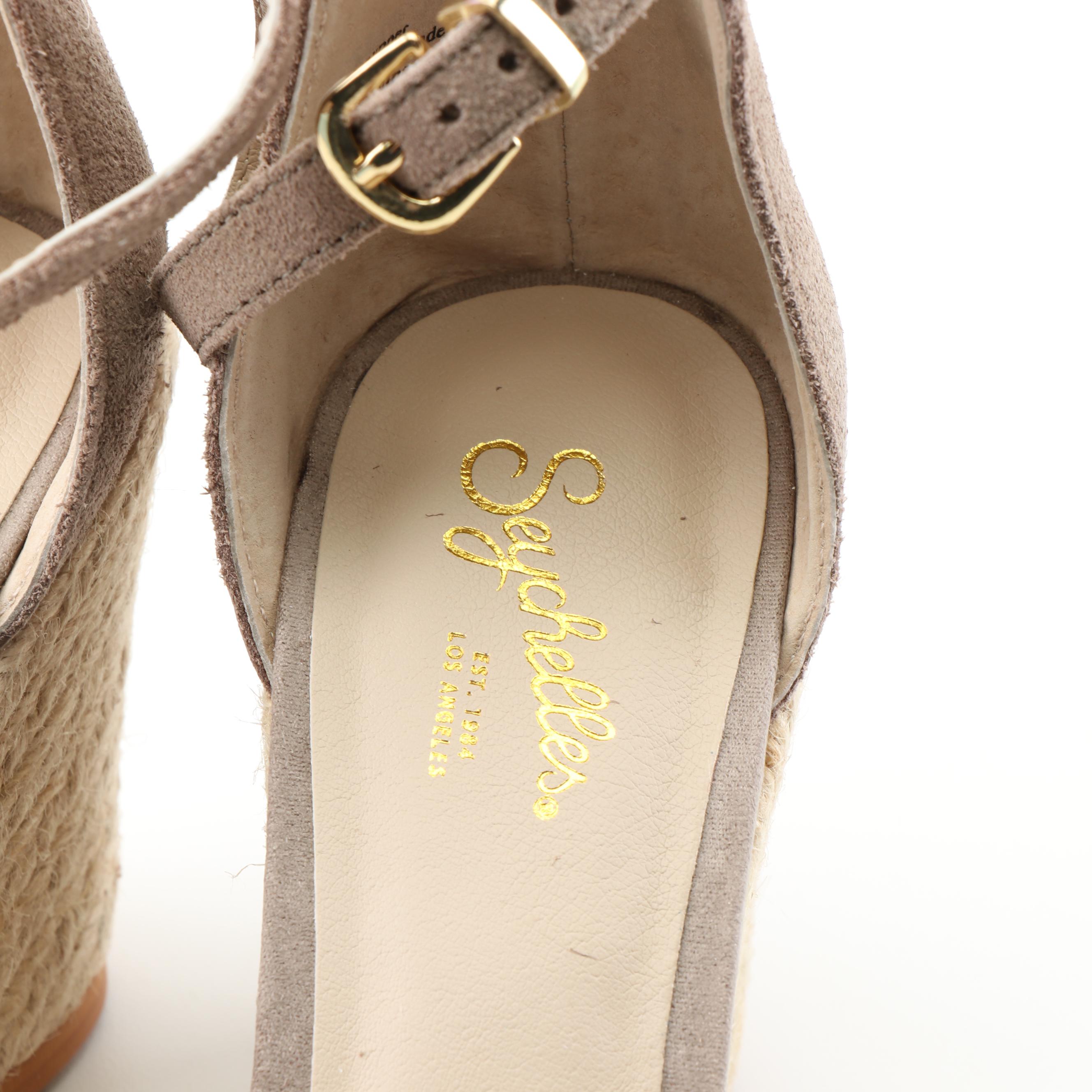 Seychelles Nubuck Leather Mules and Suede Ankle-Strap Espadrille Wedges