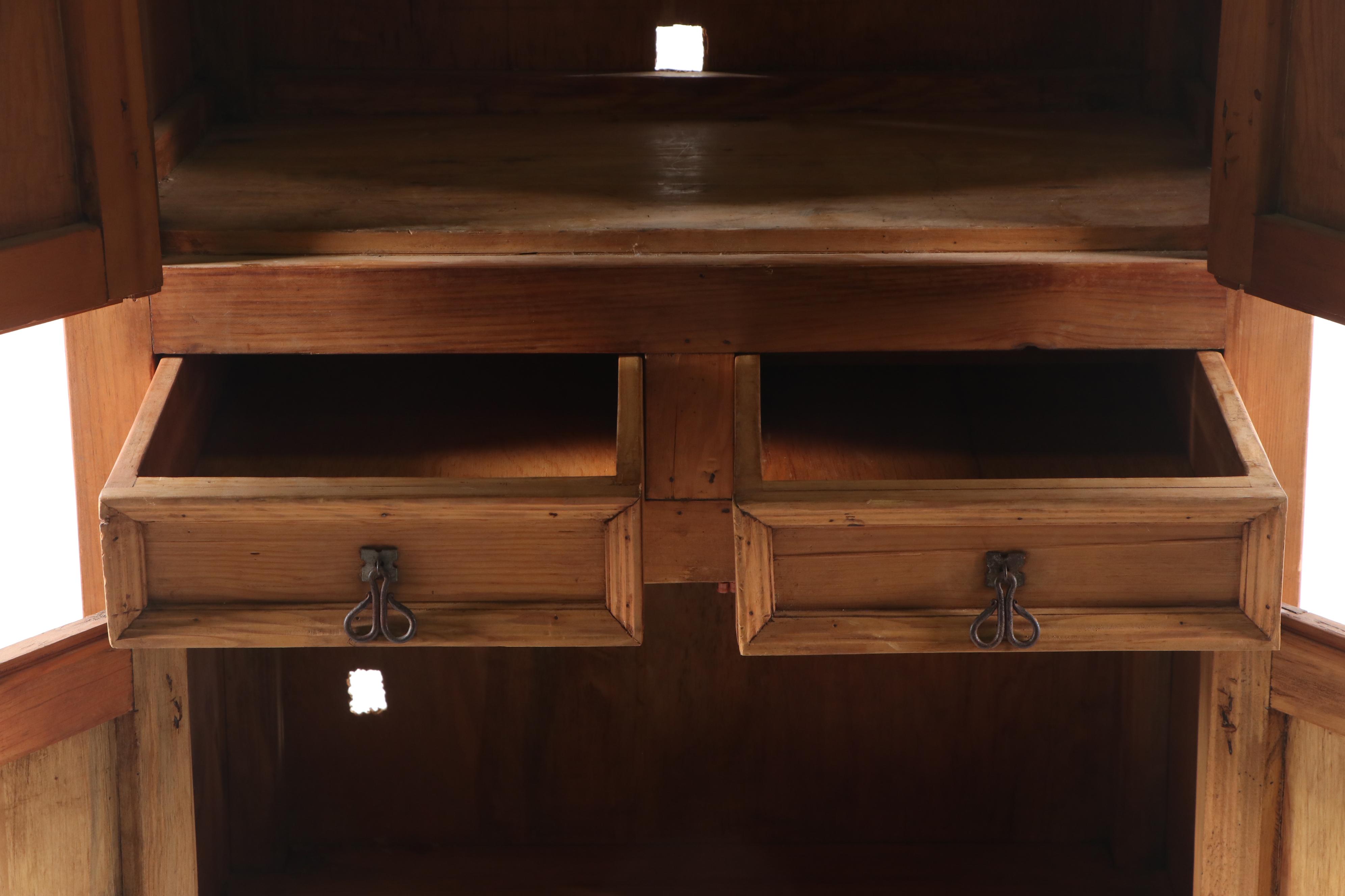 Scrubbed Pine Media Cabinet, Late 20th Century