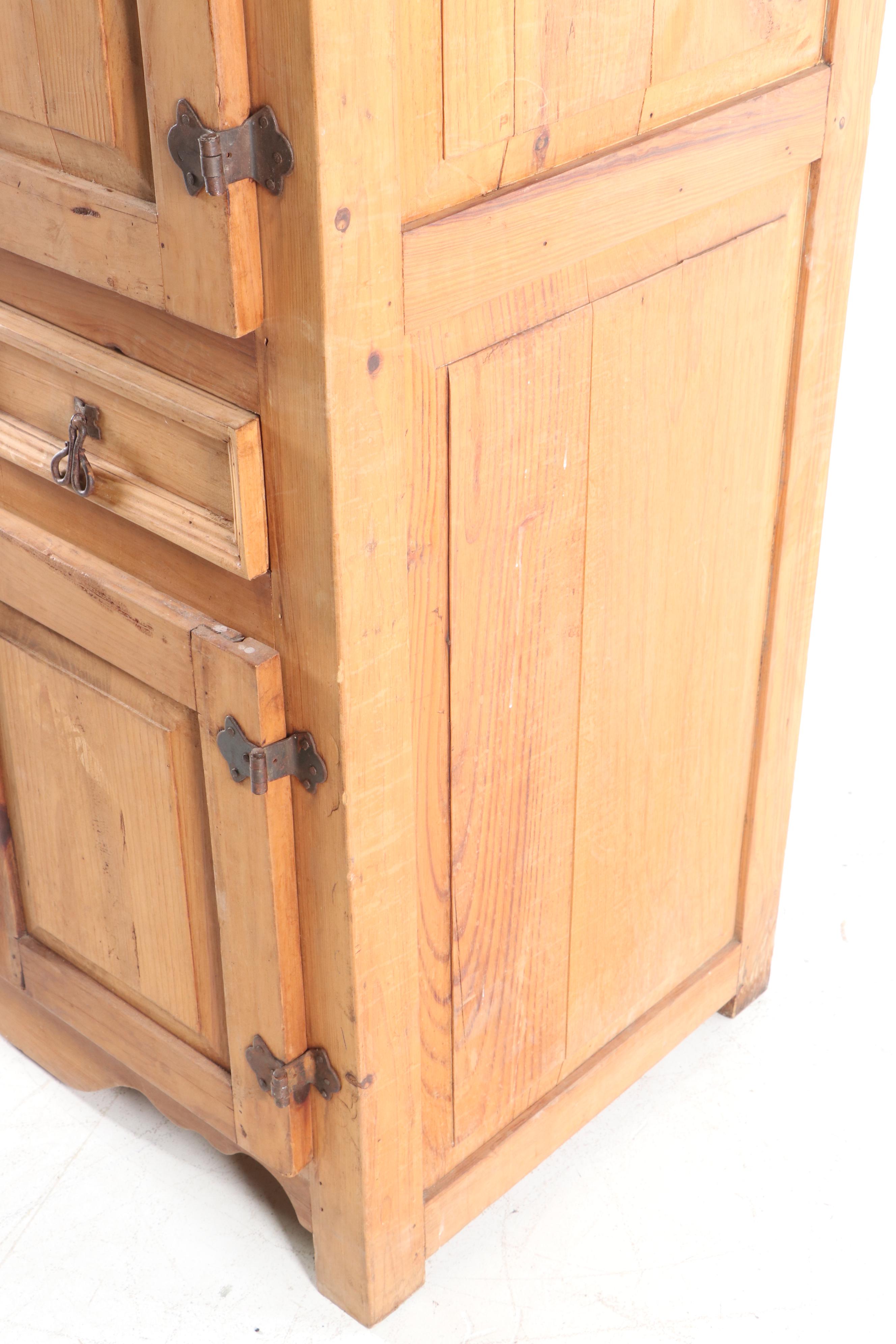 Scrubbed Pine Media Cabinet, Late 20th Century