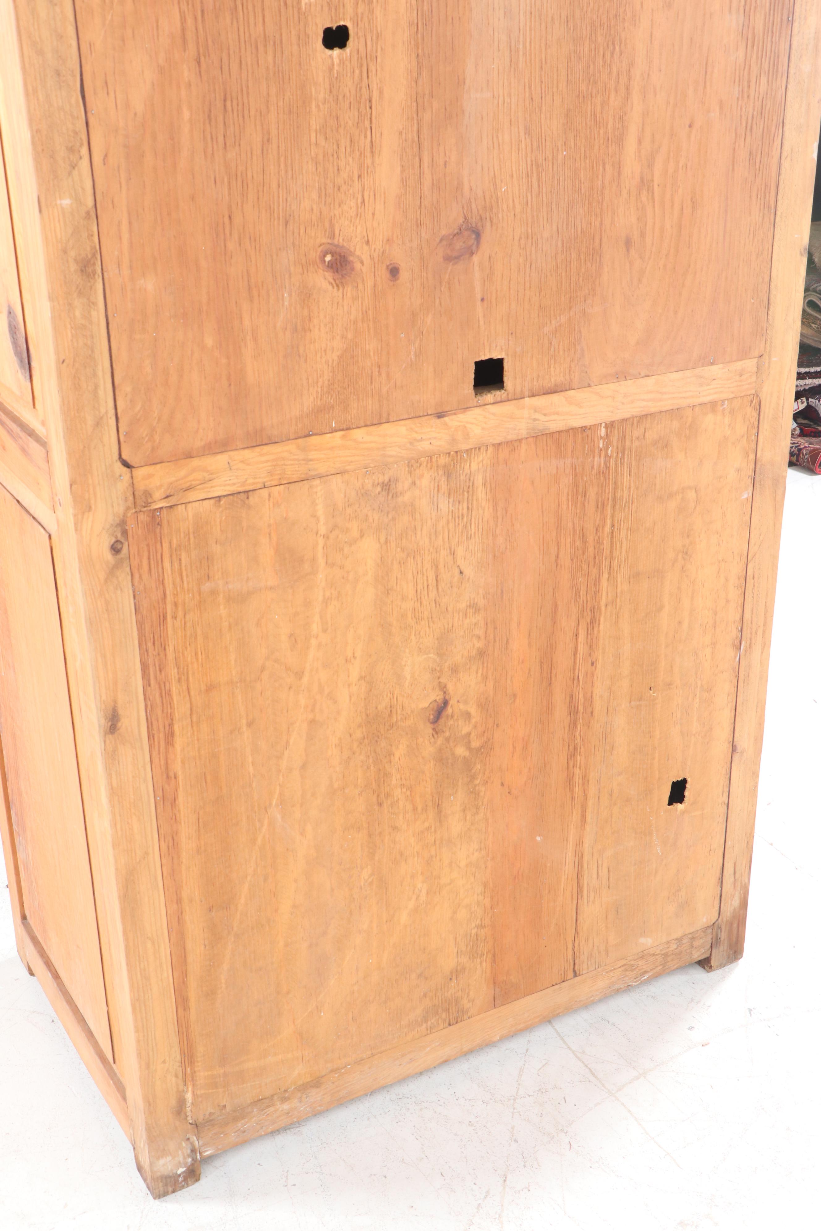 Scrubbed Pine Media Cabinet, Late 20th Century
