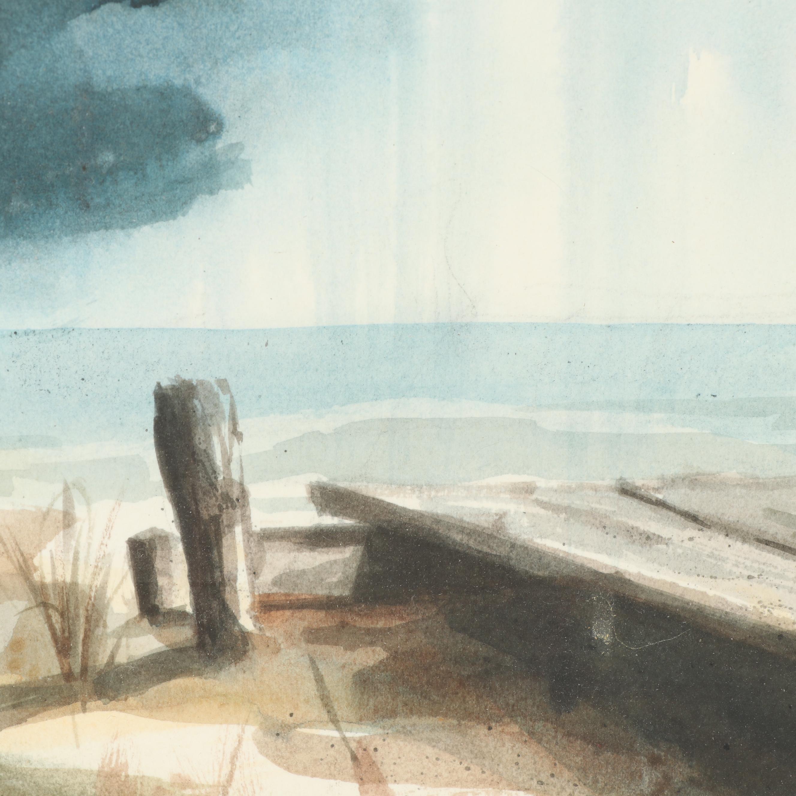 Herb Boston Coastal Landscape Watercolor Painting