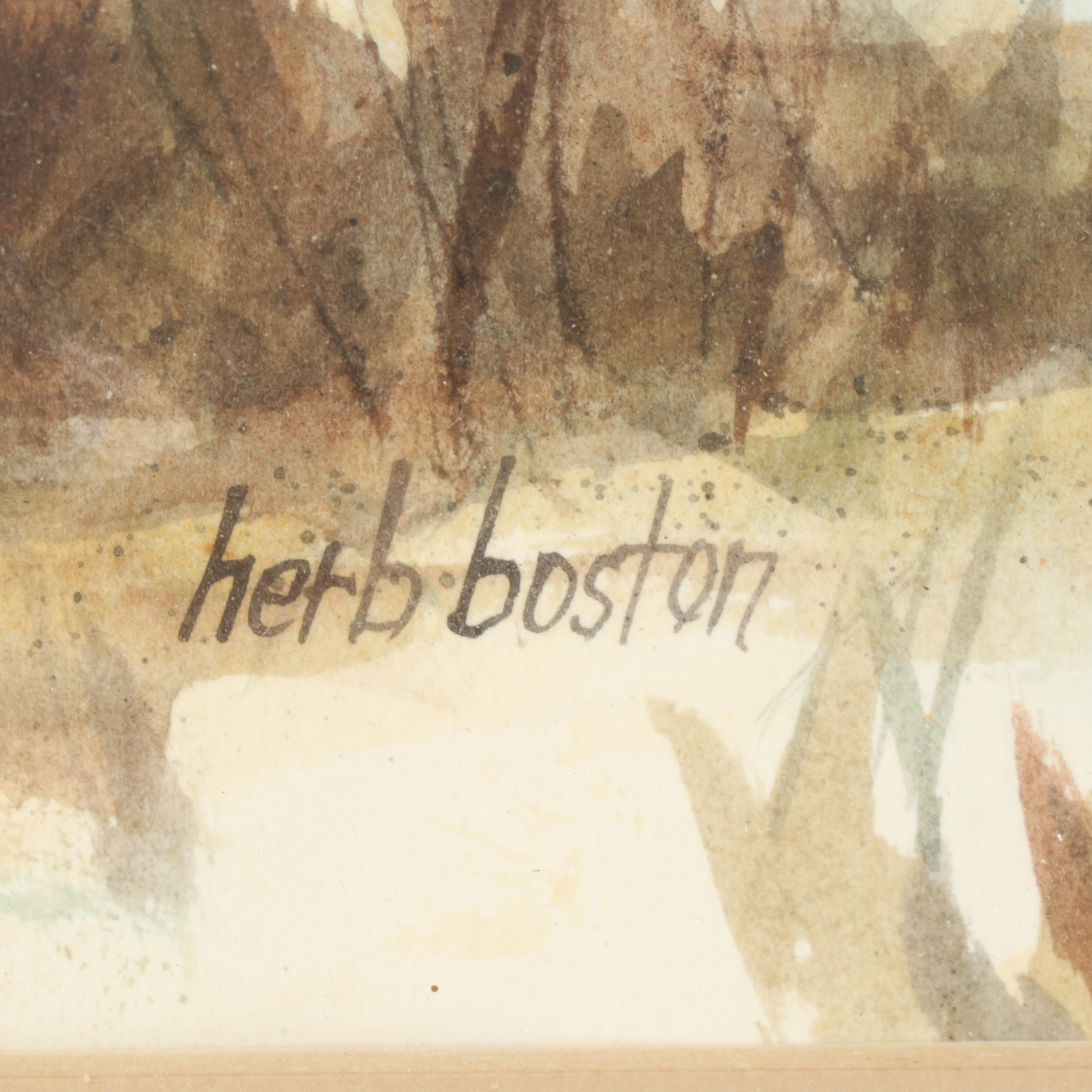 Herb Boston Coastal Landscape Watercolor Painting